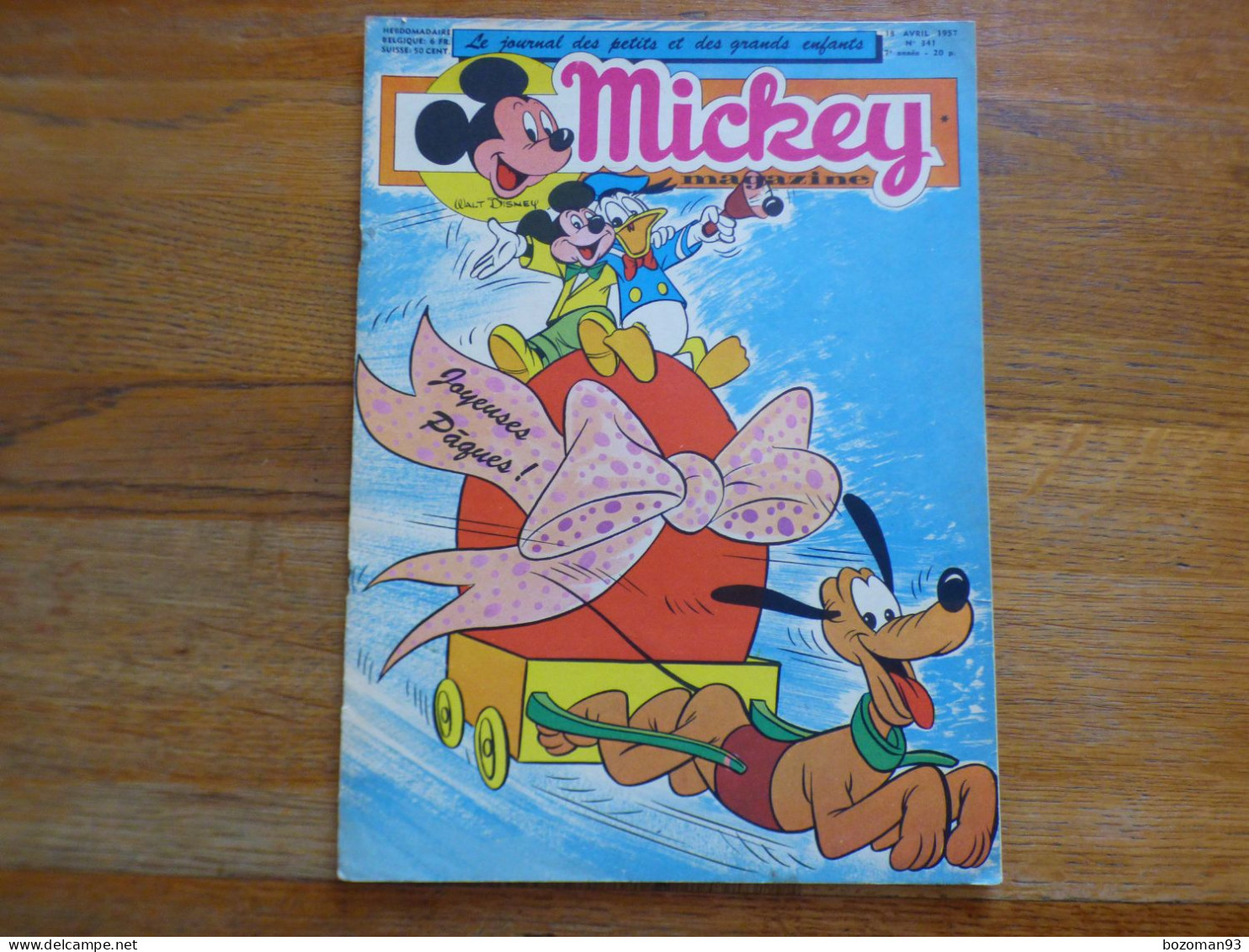 JOURNAL MICKEY BELGE SPECIAL N° 341 Du 18/04/1957 COVER MICKEY DONALD ET PLUTO + LA FLECHE NOIRE - Journal De Mickey