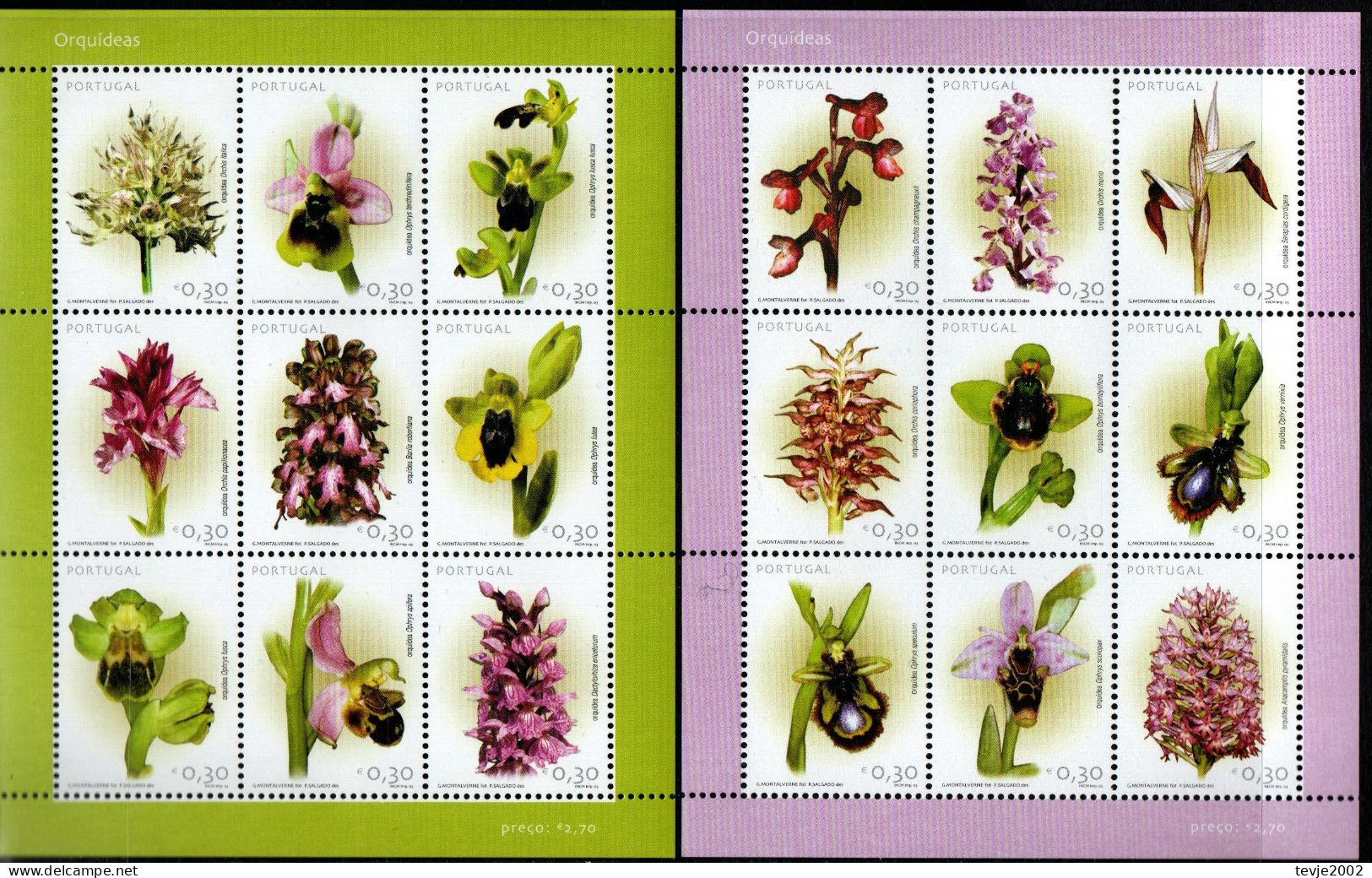 Portugal 2003 - Mi.Nr. 2657 - 2676 Kleinbögen - Postfrisch MNH - Blumen Flowers Orchideen Orchids - Orchideen