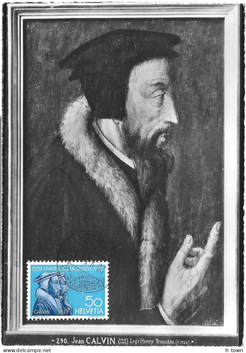 326  Jean Calvin: Carte Maximum Suisse, 1959 - John Calvin, Protestant Reformation. Réforme Protestante - Theologians