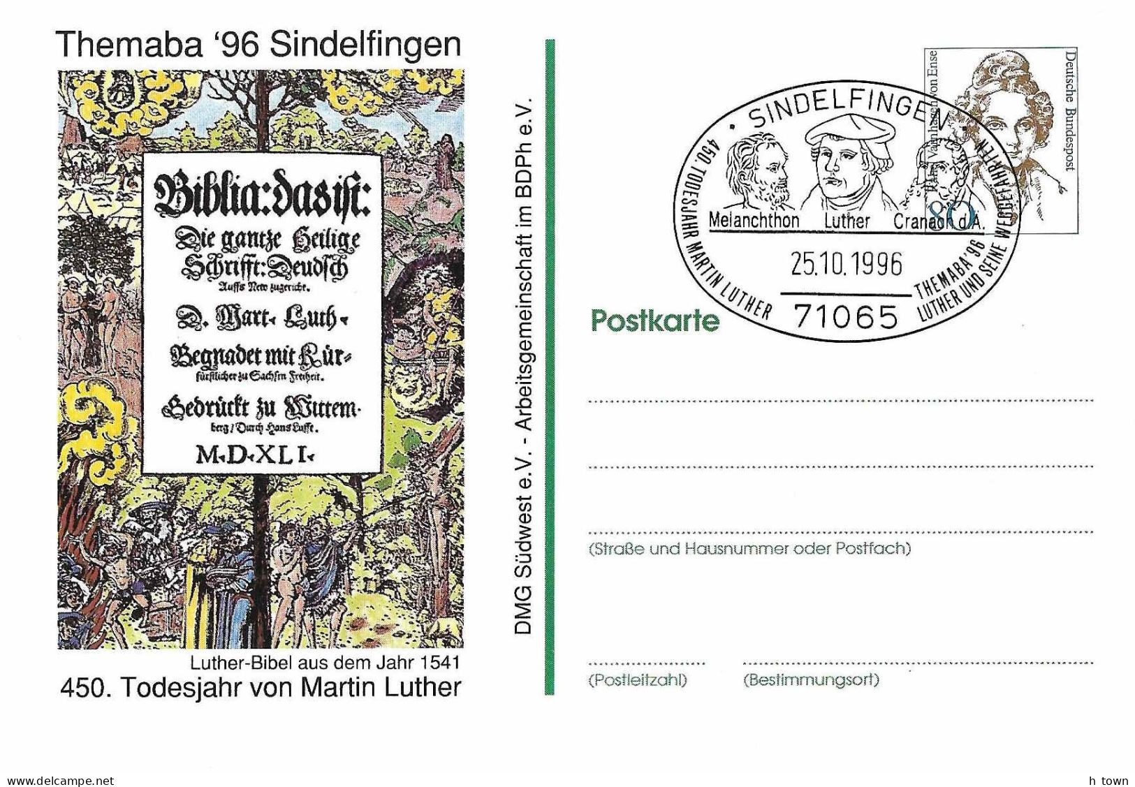 326  Melanchton, Luther, Cranach. Réforme Protestante: Entier (c.p.) D'Allemagne - Bible, Protestantism, Church Reformer - Teología