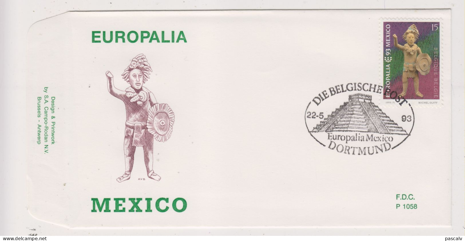 FDC 1058 COB 2508 Europalia Mexico Oblitération Dortmund (All) Bureau De Poste Provisoire à L'étranger - 1991-2000