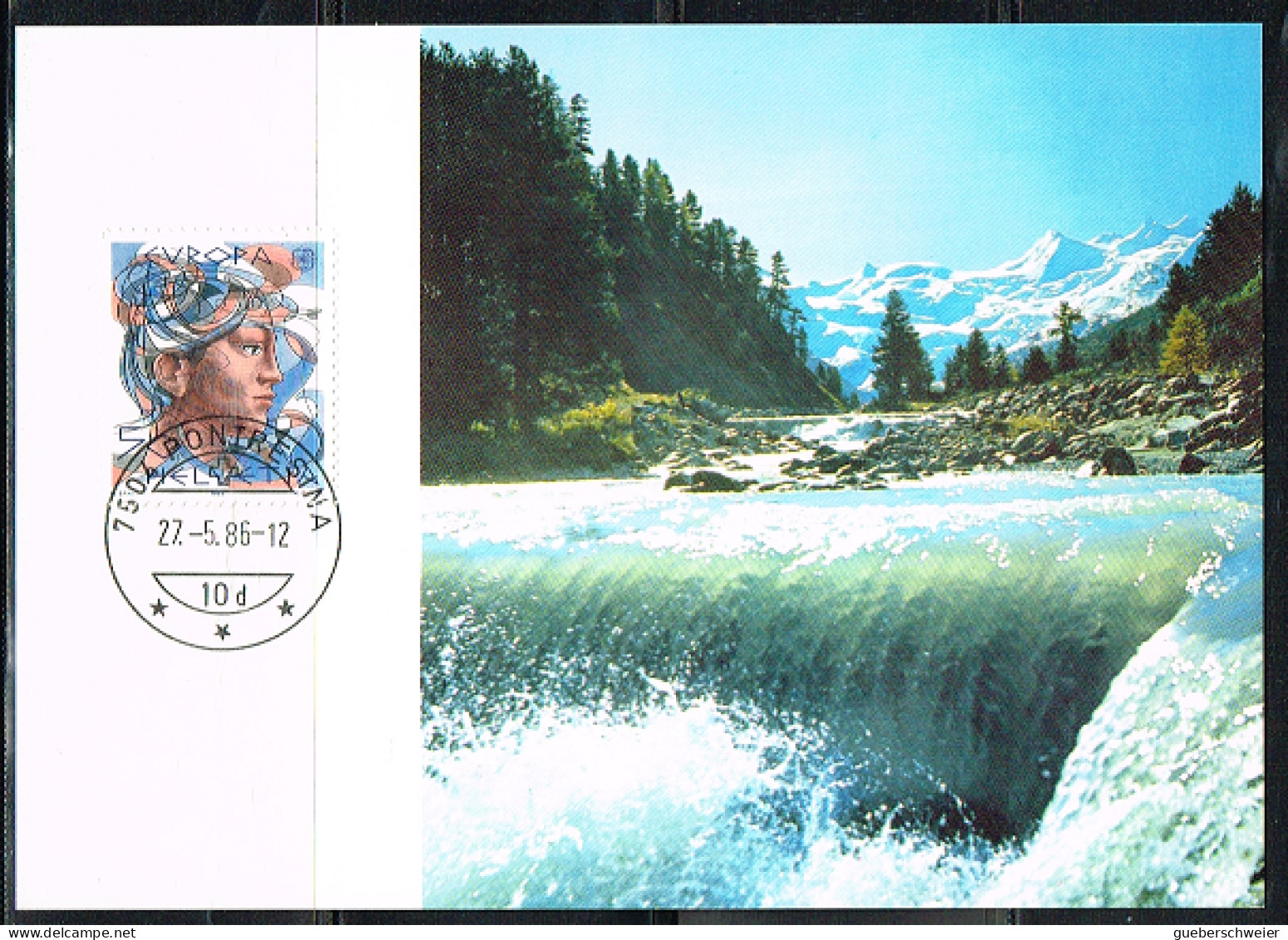 NAT-L33 - SUISSE N° 1244 Sur Carte Maximum Thème Eau EUROPA 1986 - Maximumkaarten