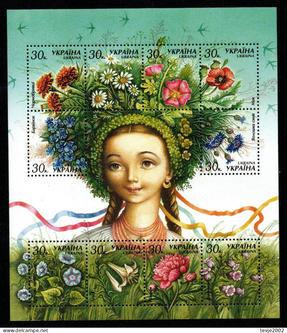 Ukraine 2000 - Mi.Nr. 405 - 414 Kleinbogen - Postfrisch MNH - Blumen Flowers - Altri & Non Classificati