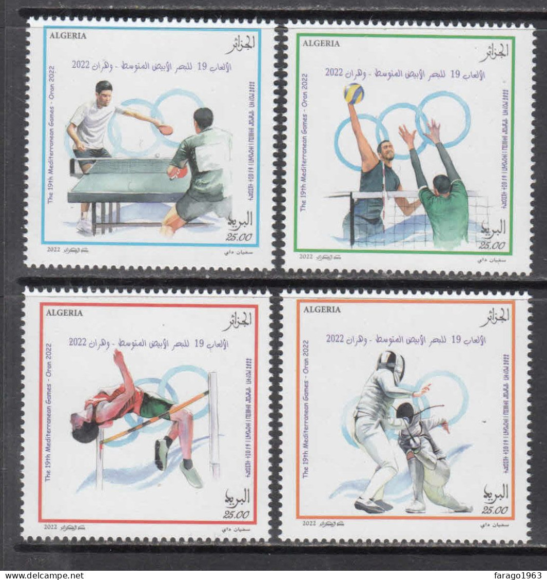 2022 Algeria Oran Mediterranean Games Volleyball Ping Pong Fencing Complete Set Of 4 MNH - Algérie (1962-...)