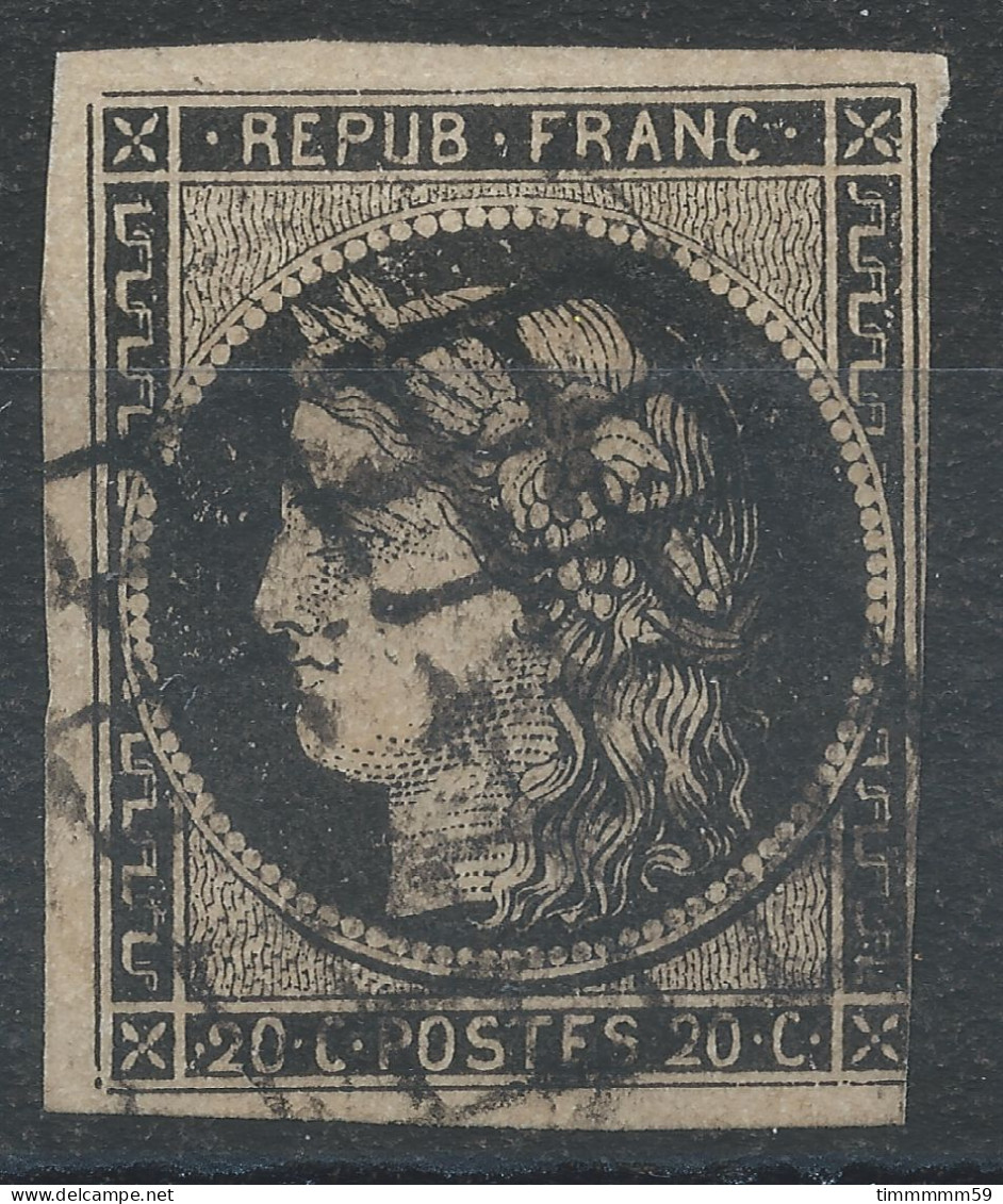 Lot N°83235   Variété/n°3, Oblitéré Grille De 1849, Coins Filet OUEST - 1849-1850 Cérès