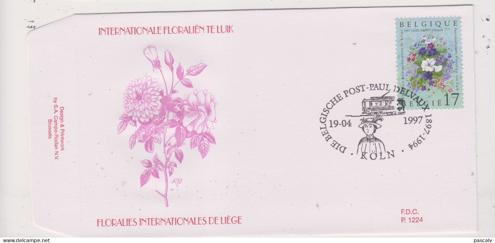 FDC 1224 COB 2702 Floralies à Liege Oblitération KOLN Bureau Temporaire De La Poste Belge à L'étranger - 1991-2000