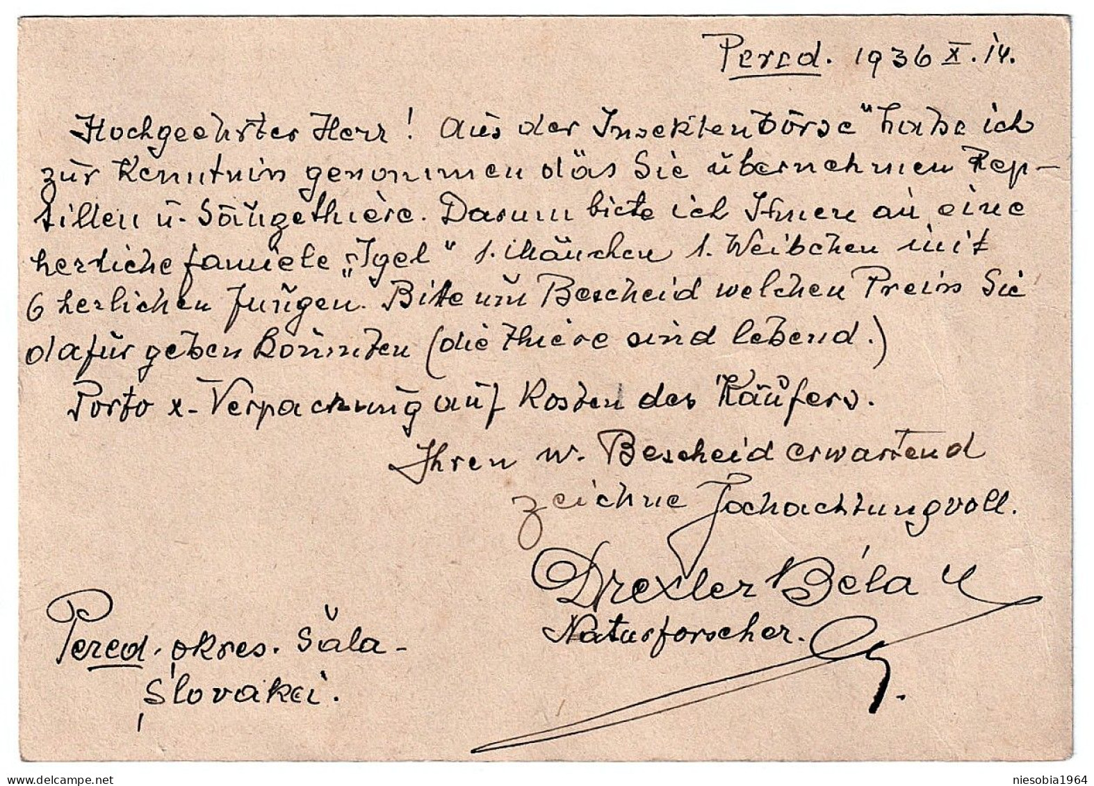 Czechoslovakia Postcard 1.20 Crowns Tešedíkovo (Hungarian: Pered) "TATRAS" 14 October 1936 - Cartoline Postali