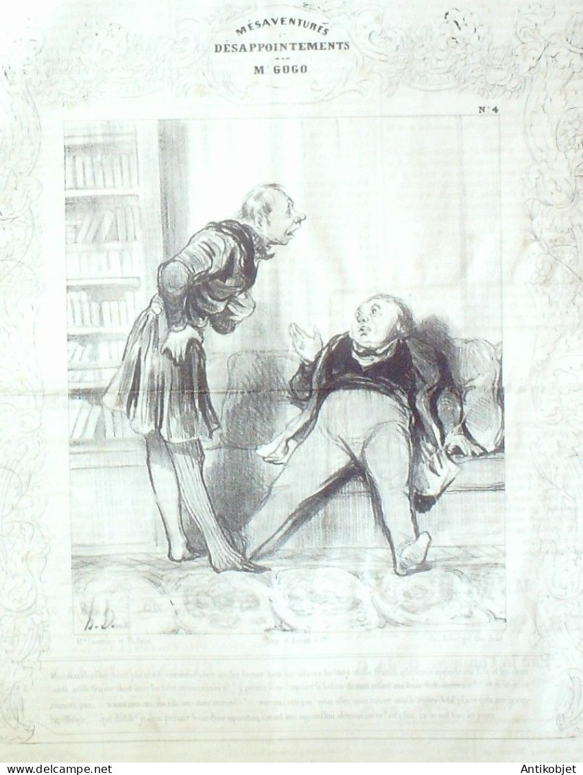 Litho Daumier Honoré Mésaventures Et Désappointements De Mr Gogo N°4 Gavarni Paul 1838 - Prenten & Gravure