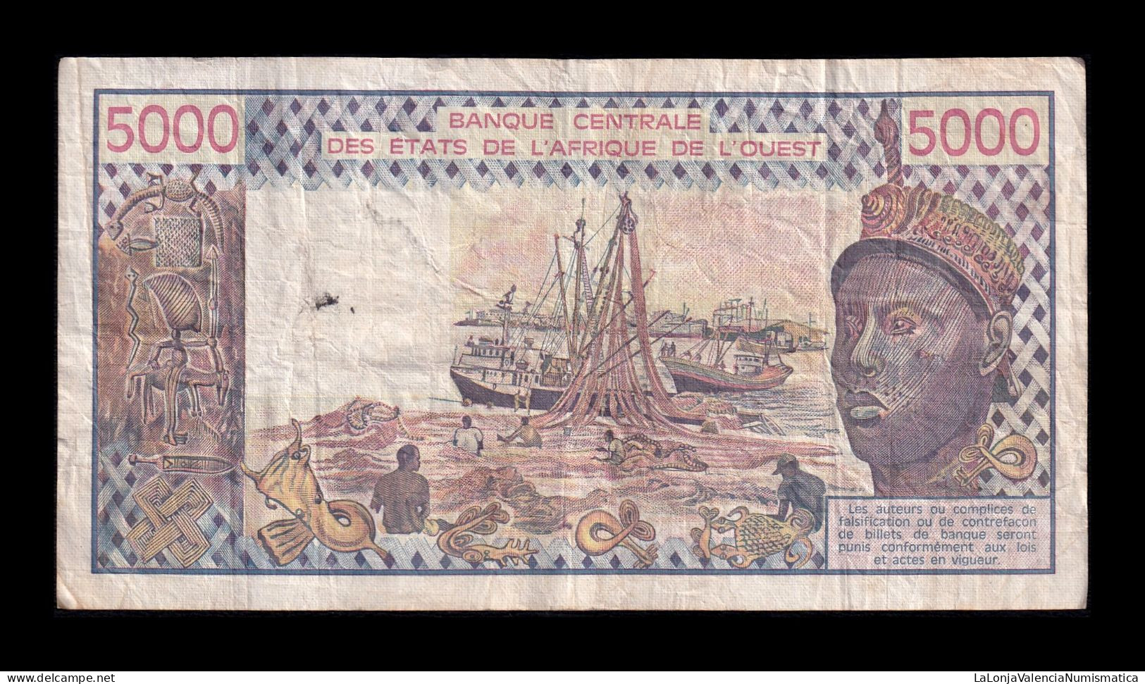 West African St. Senegal 5000 Francs 1978 Pick 708Ka Bc/Mbc F/Vf - Estados De Africa Occidental