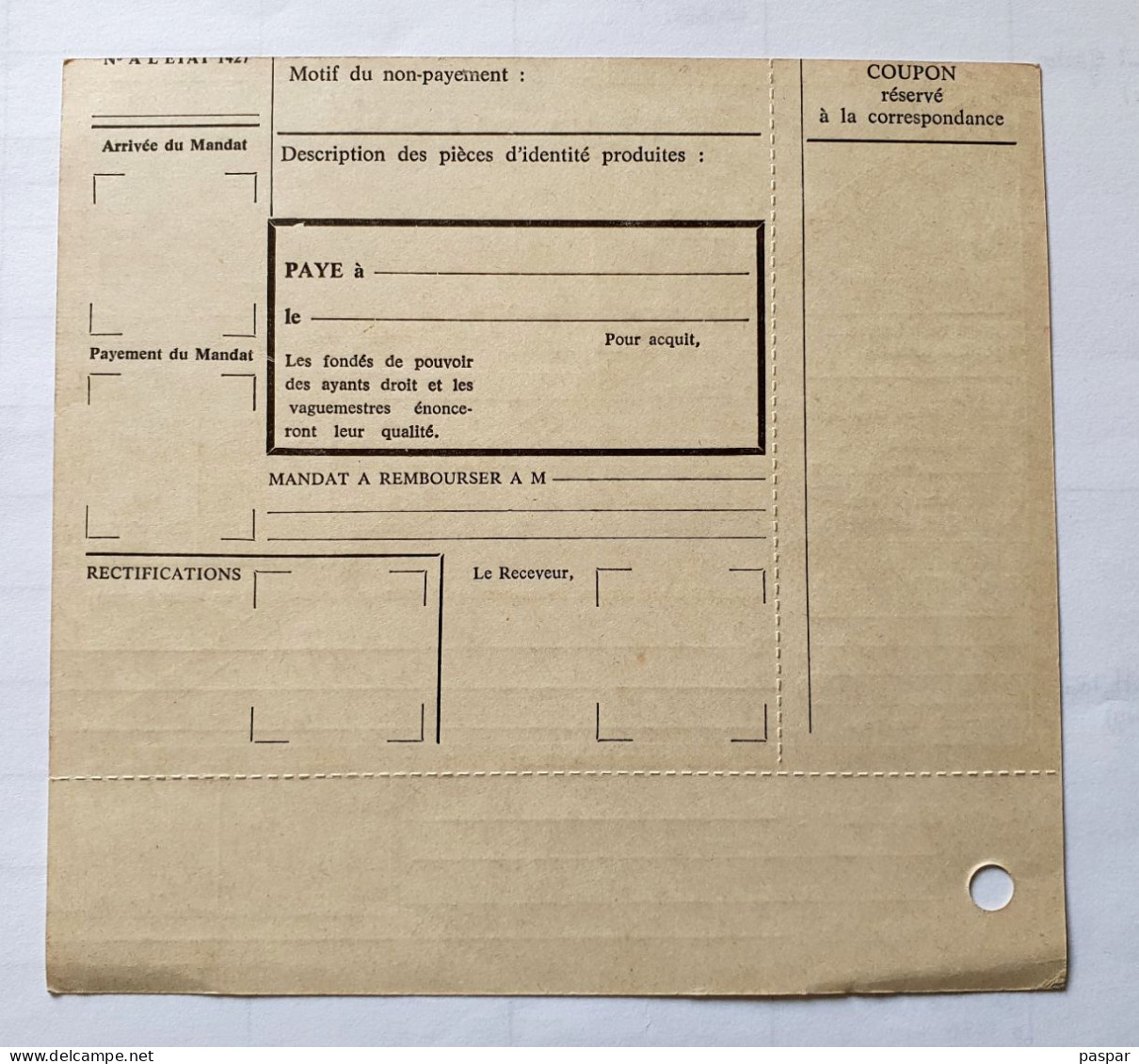 Mandat Carte De La République Du Sénégal N° 1406 E Vierge - Années 1960 - Documents De La Poste