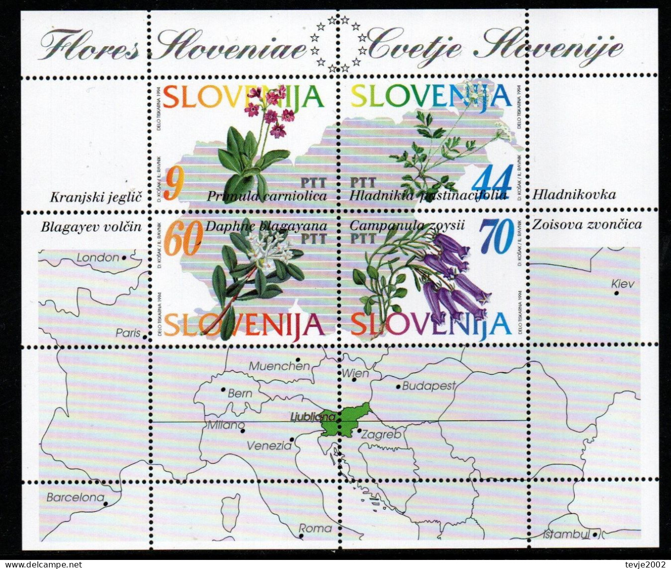 Slowenien Slovenija 1994 - Mi.Nr. Block 1 - Postfrisch MNH - Blumen Flowers - Sonstige & Ohne Zuordnung