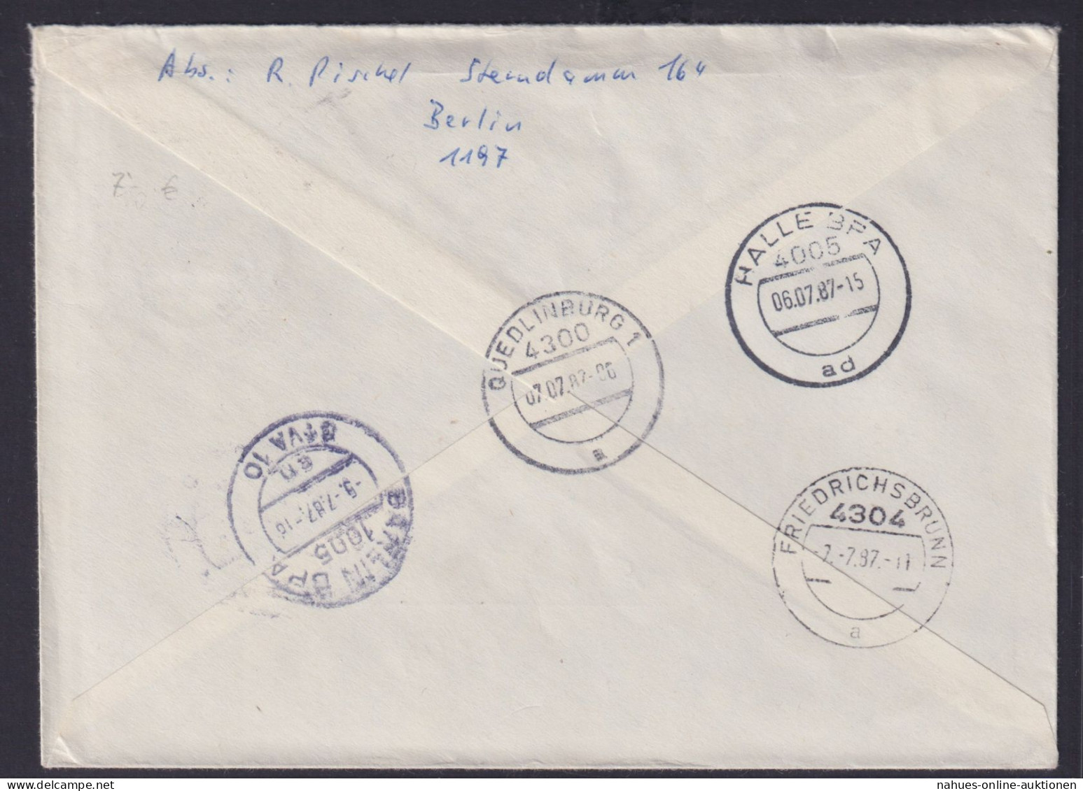 Bahnpost DDR Eilbrief 2787 EF 70 Pfg Marx Berlin BPA N Friedrichsbrunn Via Halle - Covers & Documents