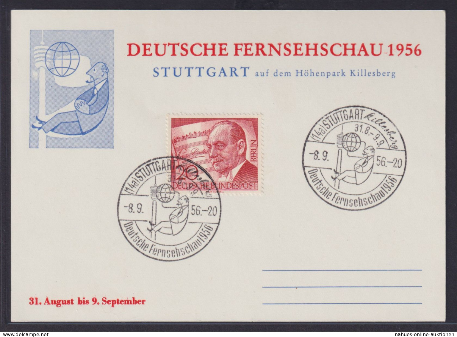 Bund Berlin Deutsche Fernsehschau Attraktive Sonderkarte Stuttgart Killesberg - Lettres & Documents