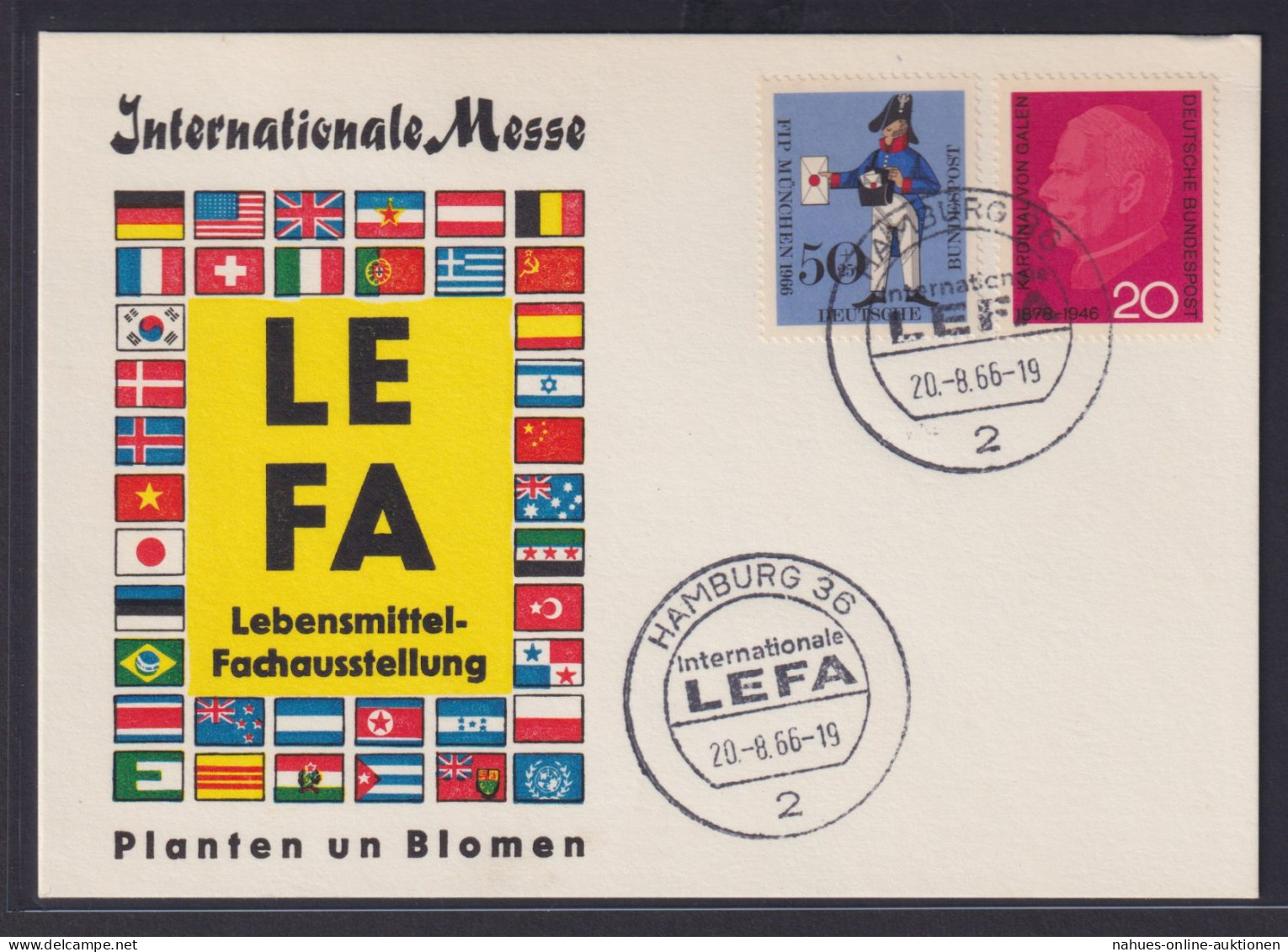 Bund Sonderkarte Messe LEFA Lebesmittel Fachausstellung Hamburg 20.8.1966 - Storia Postale