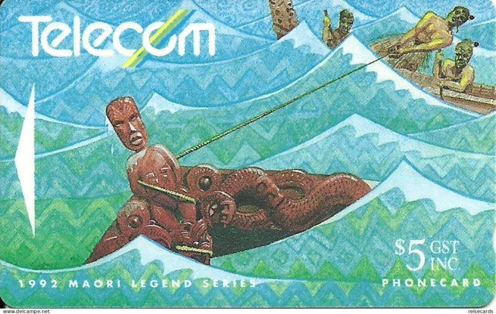 New Zealand: Telecom - 1992 Maori Legend , Maui Fishes Up The North Island - New Zealand