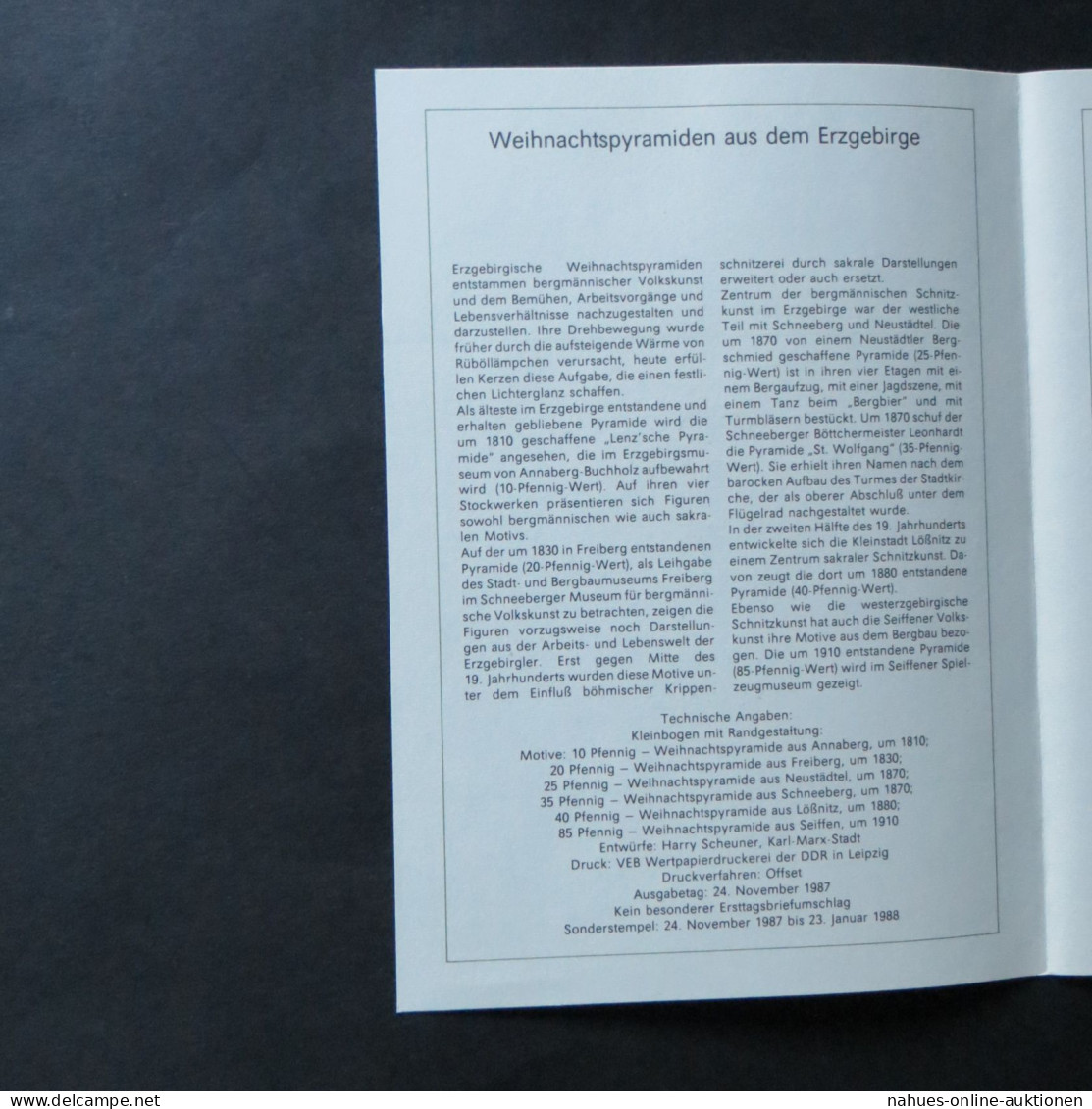 DDR Ersttagsblatt - Jahressammlung 1987 mit ESST handgestempelt Kat.-Wert 170,-