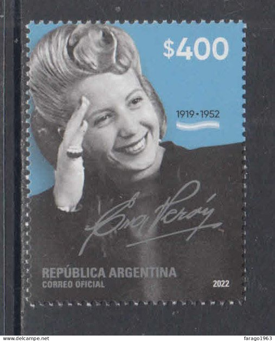 2022 Argentina Eva Peron Politician SILVER Complete Set Of 1 MNH - Nuovi