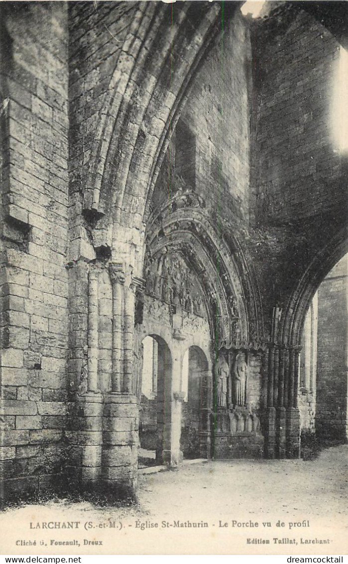 4 Cpa 77 LARCHANT. Rocher Eléphant Et Dame Jeanne, Porche Eglise Saint-Mathurin - Larchant