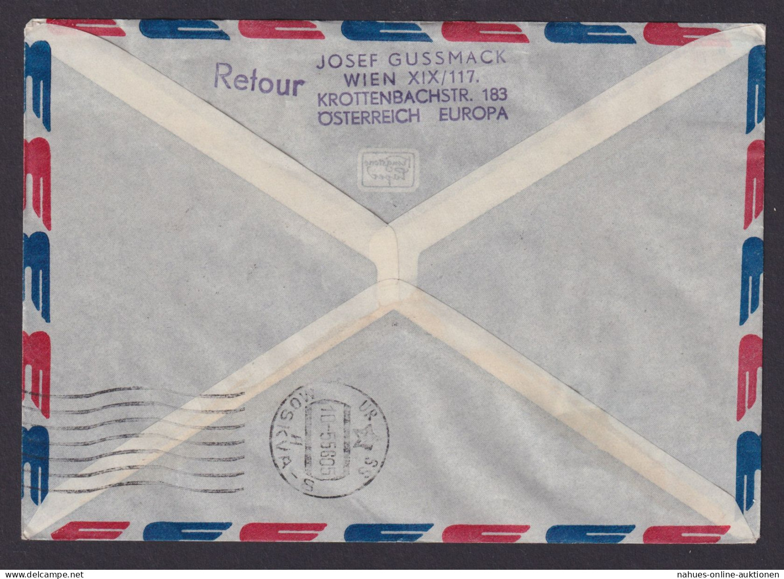 Flugpost Brief Air Mail SAS Erstflug Stockholm Riga Moskau Zuleitung Österreich - Covers & Documents