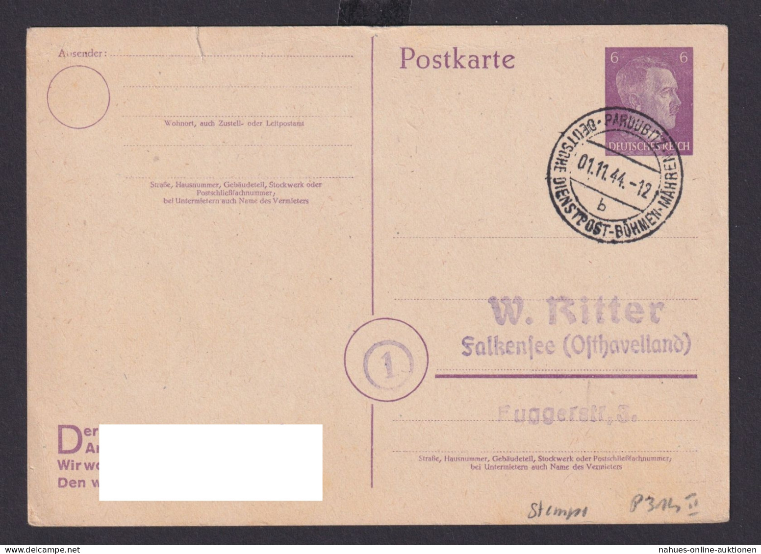 Besetzung Pardubitz Böhmen Deutsche Ostgebiete Pardubice Tschechien Deutsches - Cartas & Documentos