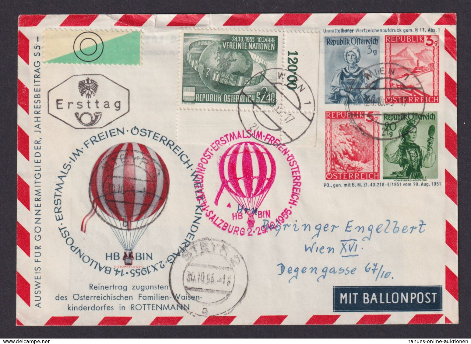 Flugpost Brief Air Mail Österreich Privatganzsache 4 WST+ Bogenecke Eckrand 1022 - Briefe U. Dokumente