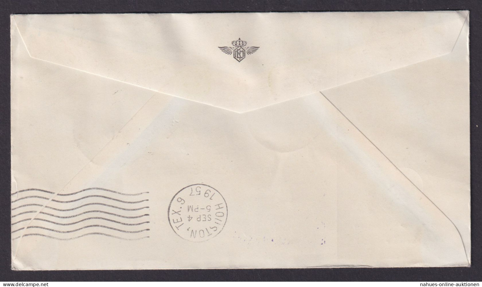 Flugpost Brief Air Mail KLM Erstflug Amsterdam Houston Texas USA 3.9.1957 - Poste Aérienne