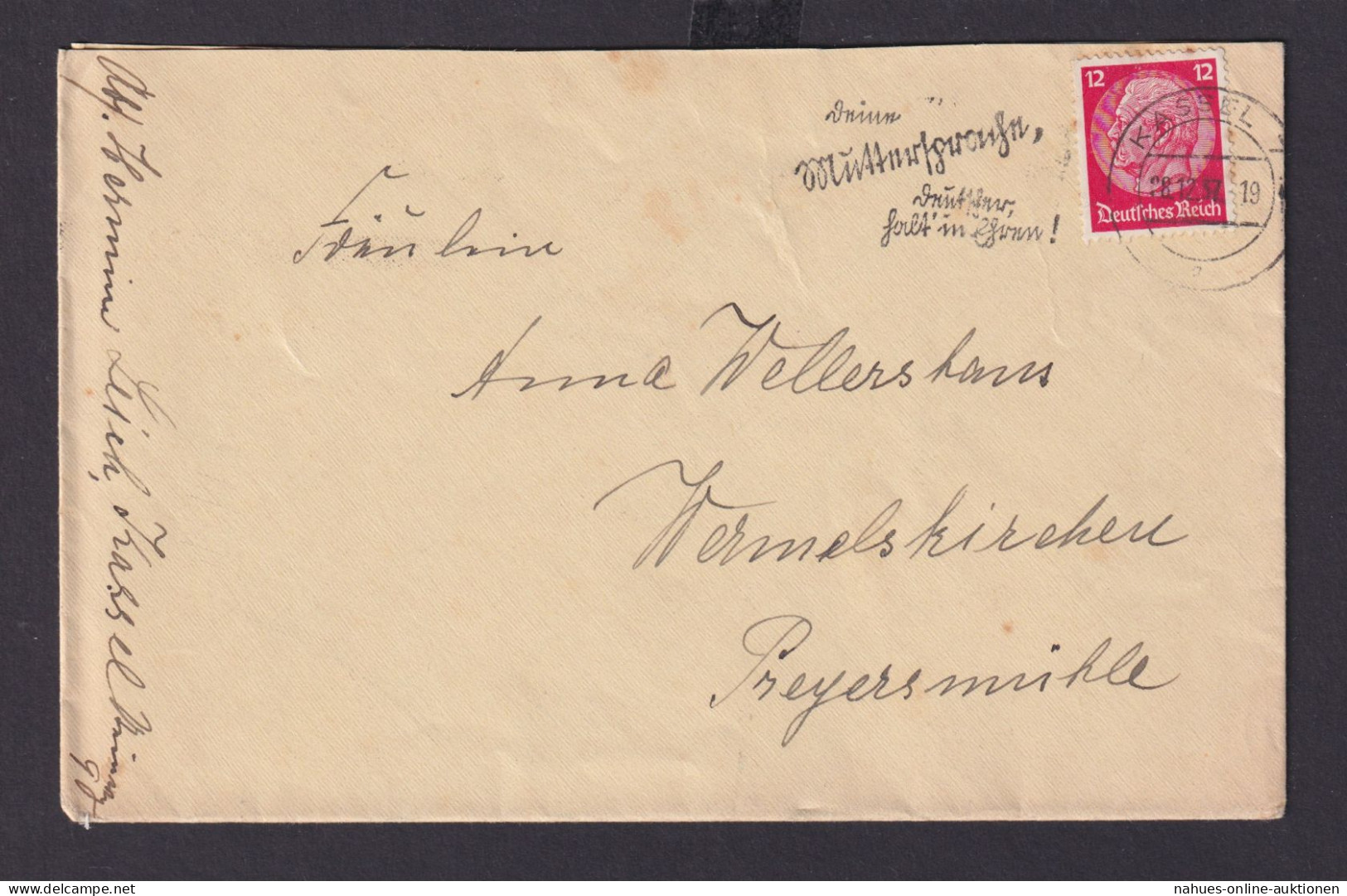 Kassel Hessen Deutsches Reich Drittes Reich Brief SST N. Wermelskirchen - Lettres & Documents