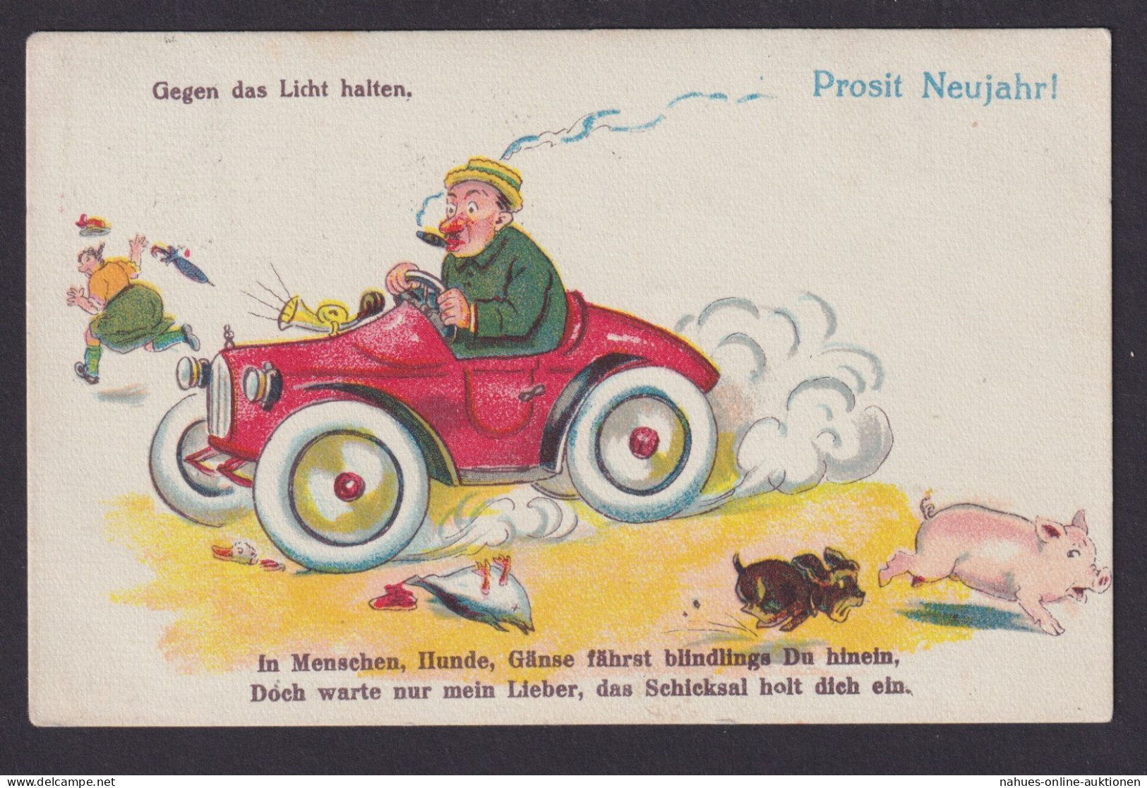Ansichtskarte Halt Gegen Das Licht Humor Neujahr Ab Seifersdorf Sachsen - Tegenlichtkaarten, Hold To Light