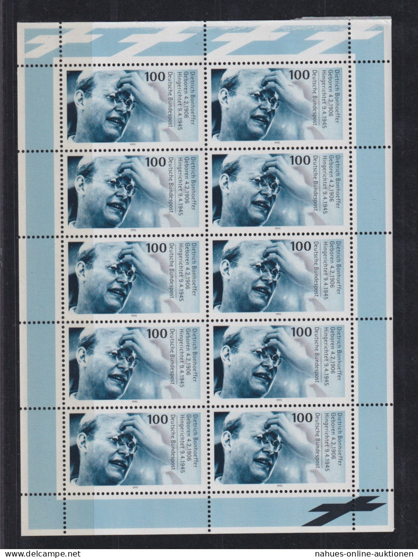 Bund Kleinbogen Zehnerbogen 1781 Dietrich Bonhoeffer Postfrisch MNH Kat 40,00 - Briefe U. Dokumente