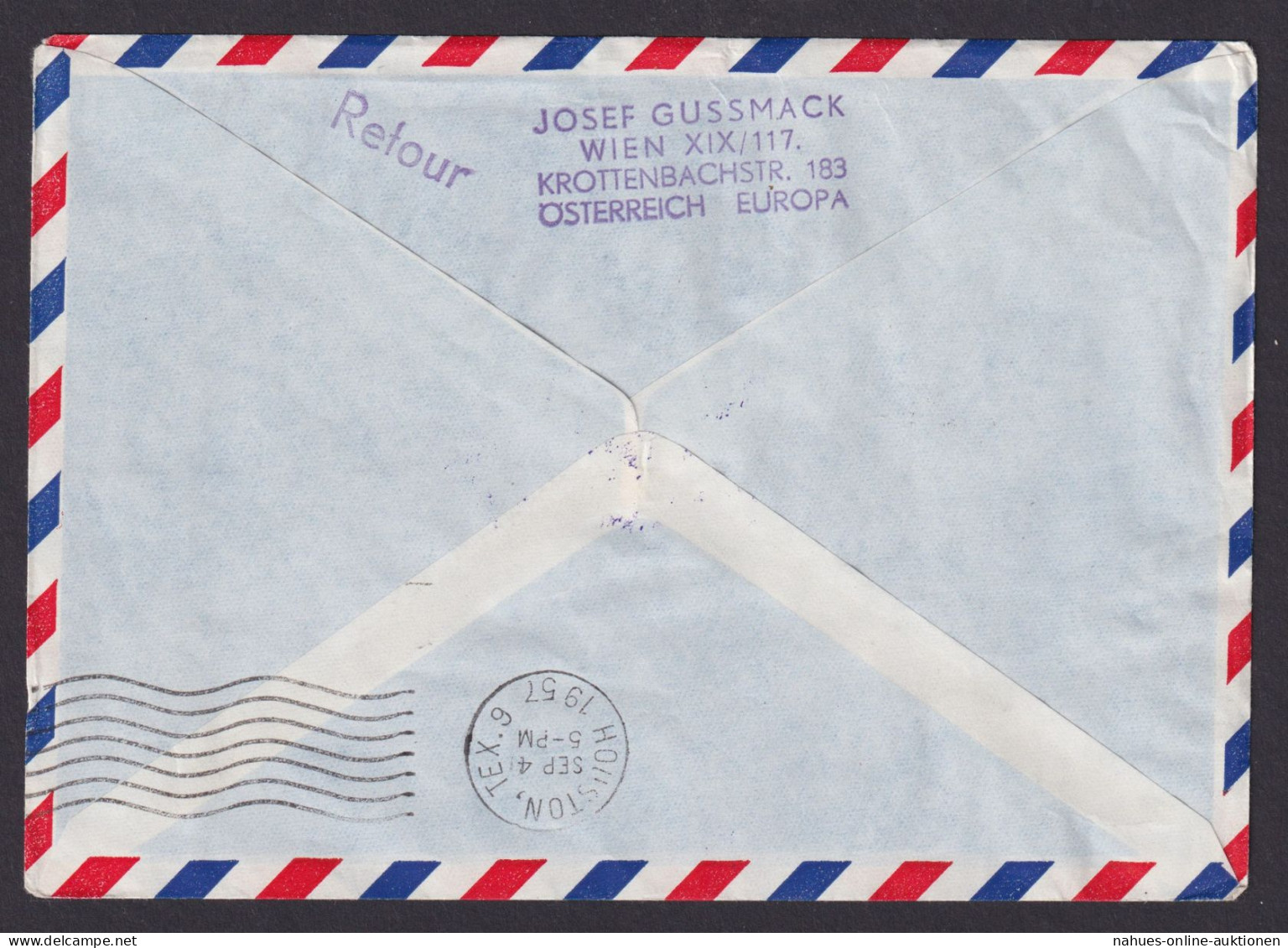Flugpost Brief Air Mail KLM Erstflug Amsterdam Houston Texas USA Zuleitung - Briefe U. Dokumente