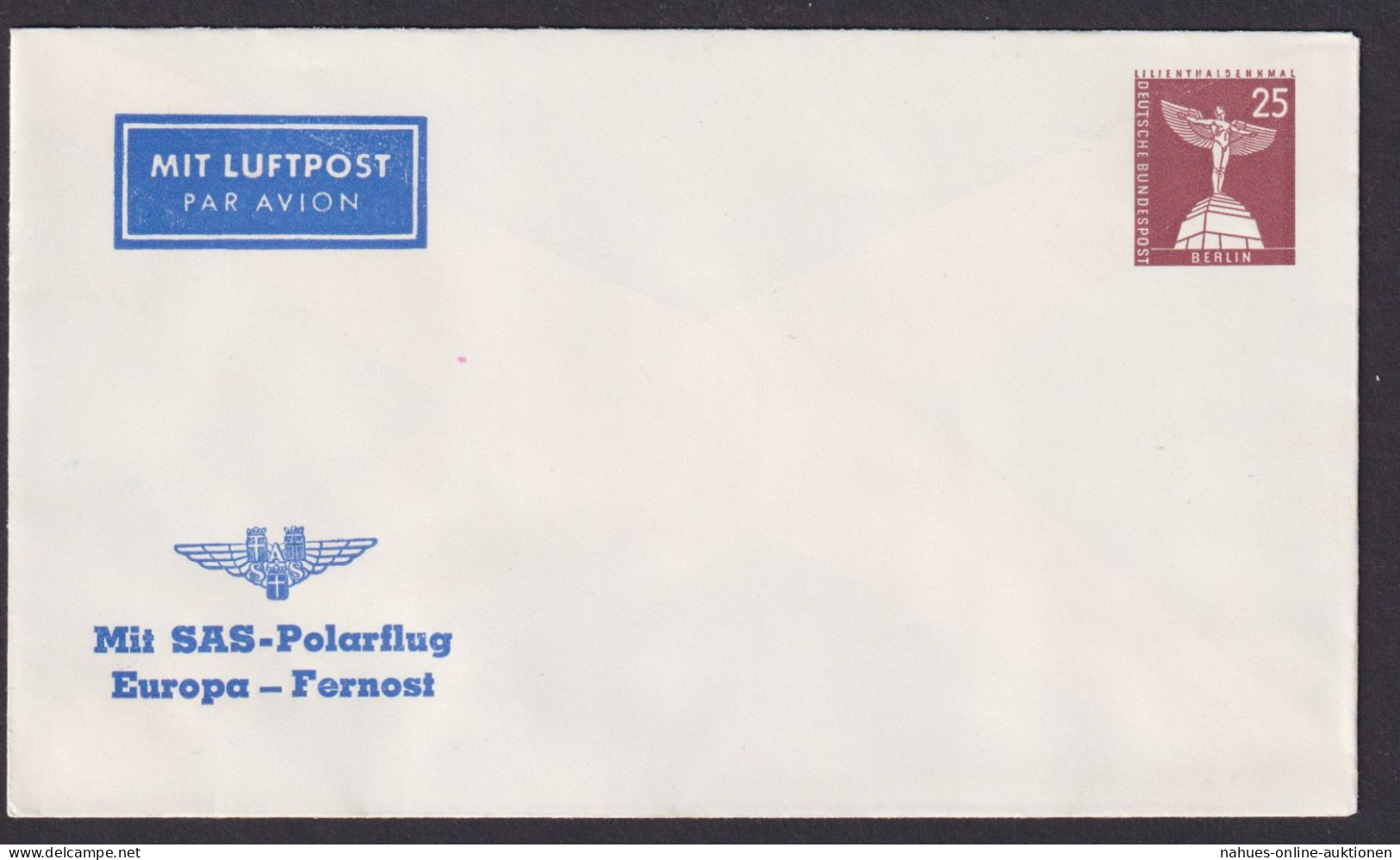 Antarktis Flugpost Berlin Privatganzsache 25 Pfg Bauwerke Eindruck SAS Polarflug - Private Postcards - Used