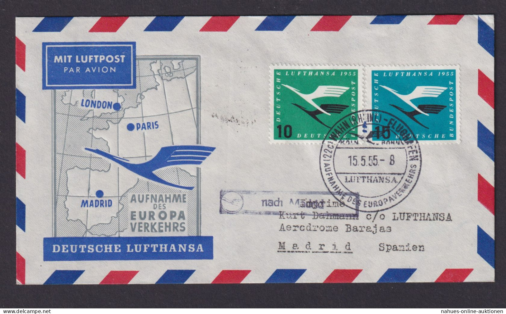 Flugpost Brief Air Mail Lufthansa Schöner Beleg Bund MIF 206-207 München - Brieven En Documenten