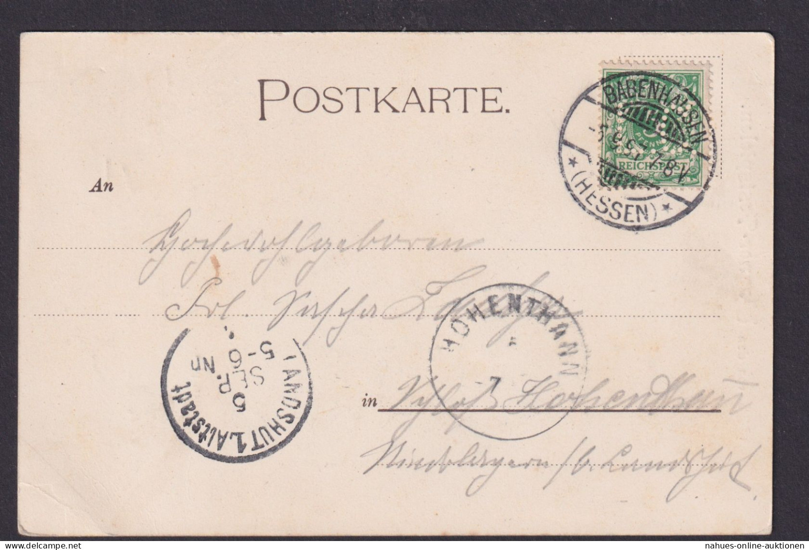 Perfin Lochung L.O. Gute Künstler Ansichtskarte Wagner Festspiele Babenhausen - Storia Postale