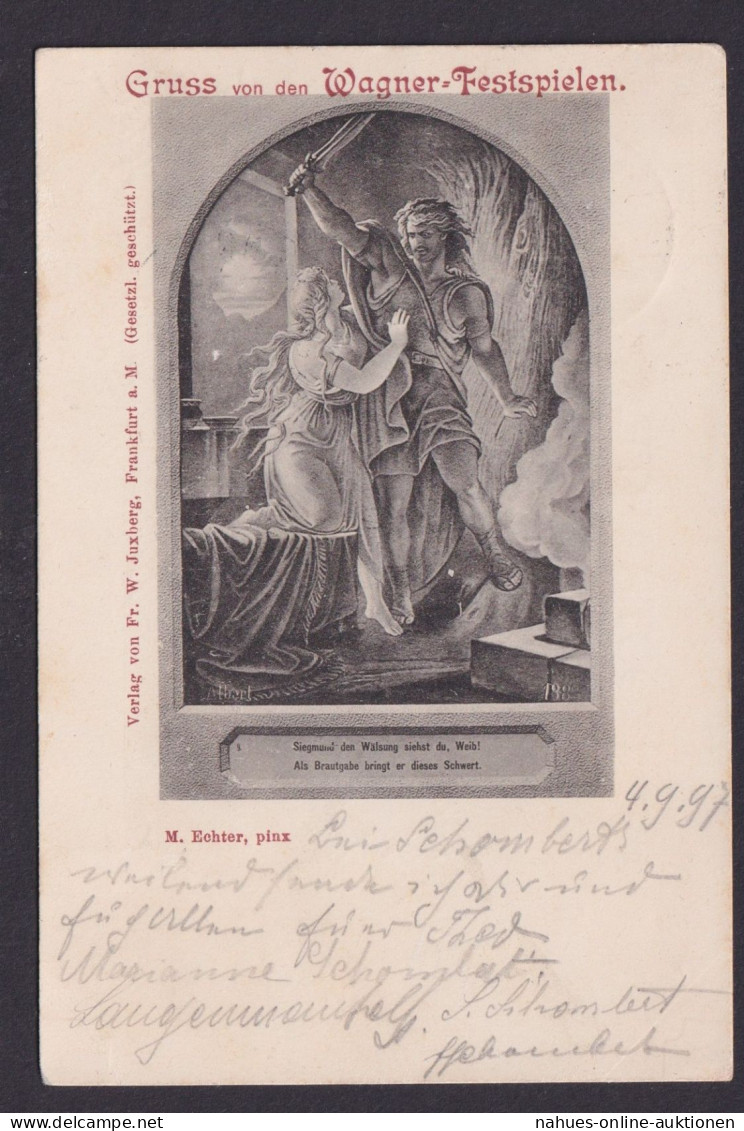 Perfin Lochung L.O. Gute Künstler Ansichtskarte Wagner Festspiele Babenhausen - Covers & Documents