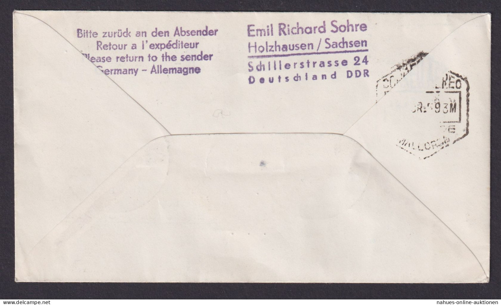 Flugpost Brief Air Mail SAS Stockholm Mallorca Spanien Inter. DDR MEF Zuleitung - Briefe U. Dokumente