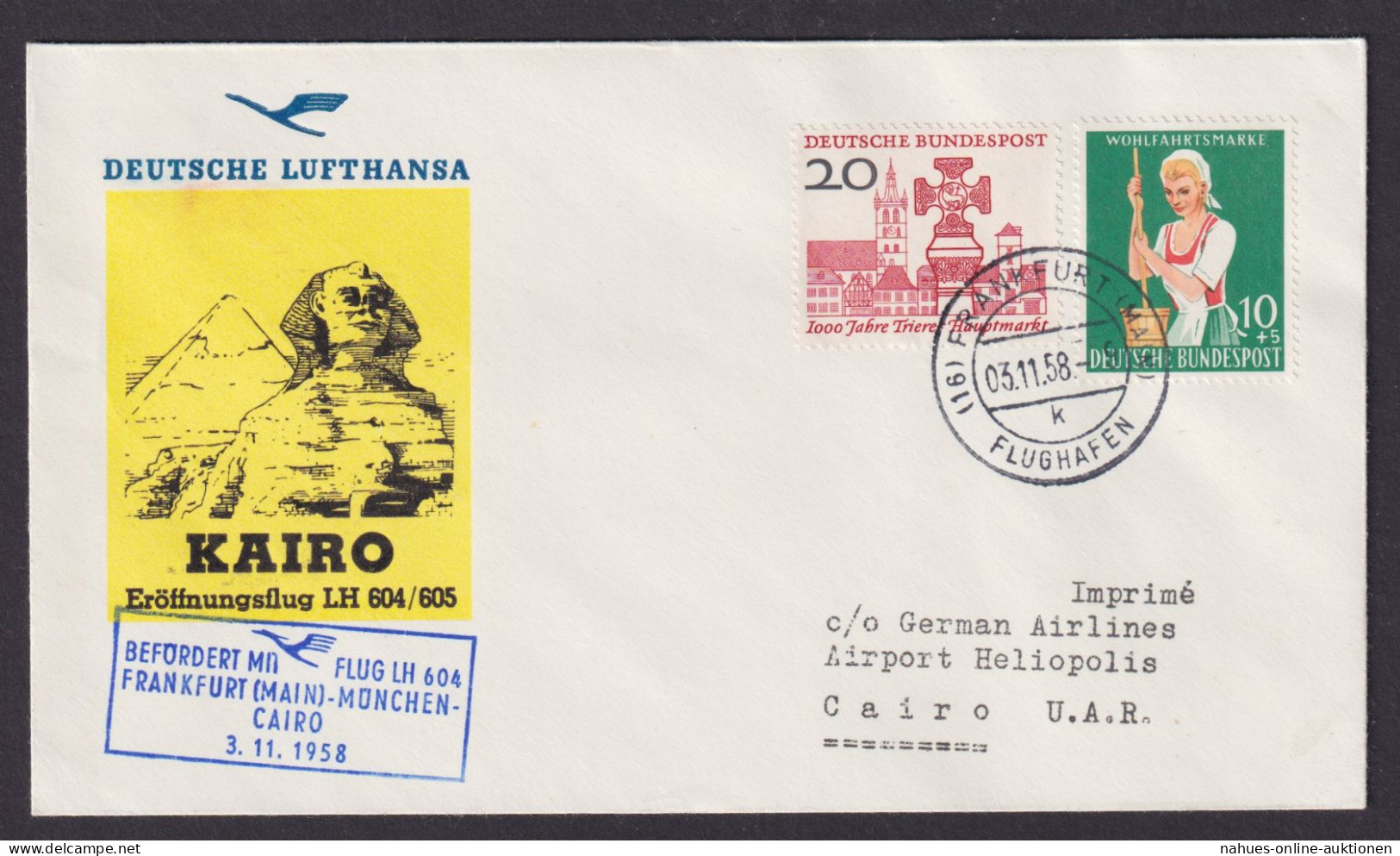 Flugpost Brief Air Mail Lufthansa LH 604 Frankfurt München Kairo Ägypten - Brieven En Documenten