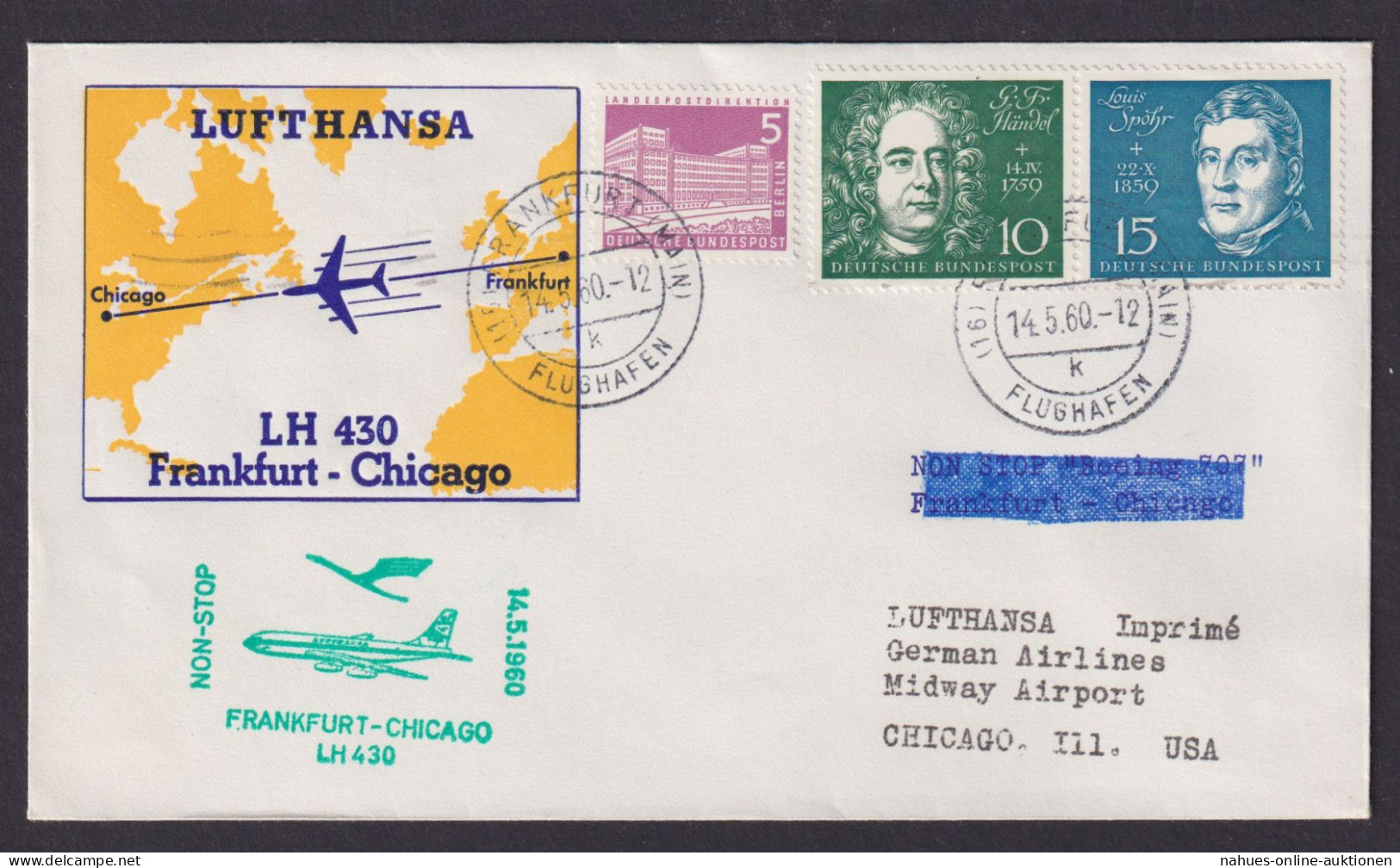 Flugpost Brief Air Mail Gute Frankatur Beethoven Zusammendruck Kat 150,00 ++ - Covers & Documents