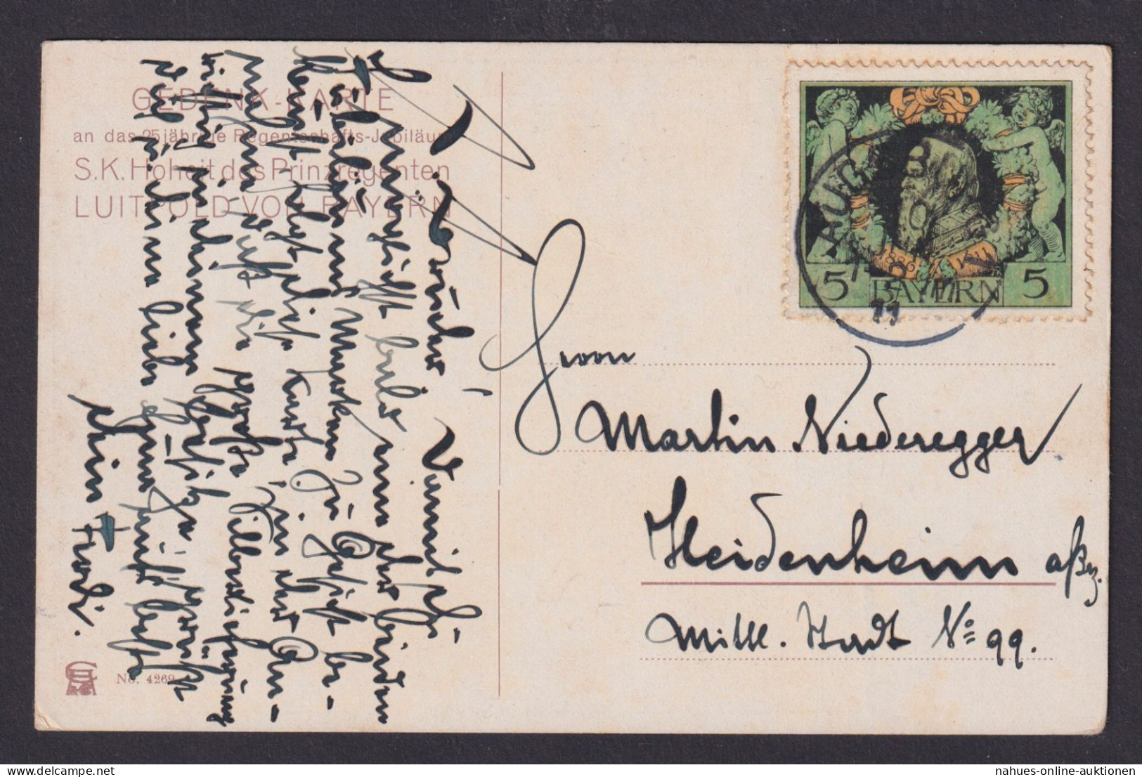 Altdeutschland Bayern Asnichtskarte Portrait Luitpold Prinz Regent Augsburg - Postal  Stationery