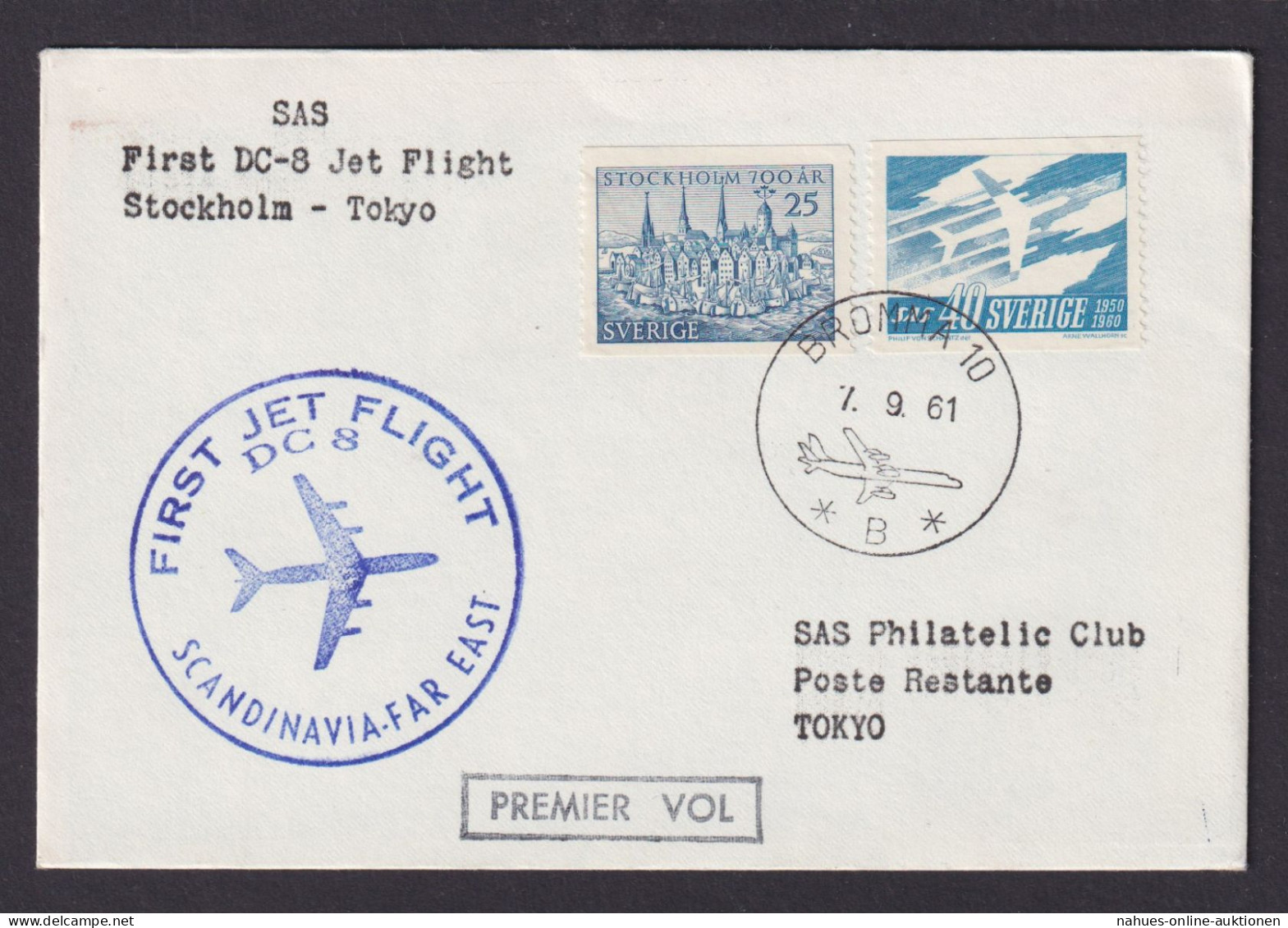 Flugpost Brief Air Mail SAS Erstflug DC 8 Jet Stockholm Schweden Tokio Japan Ab - Brieven En Documenten