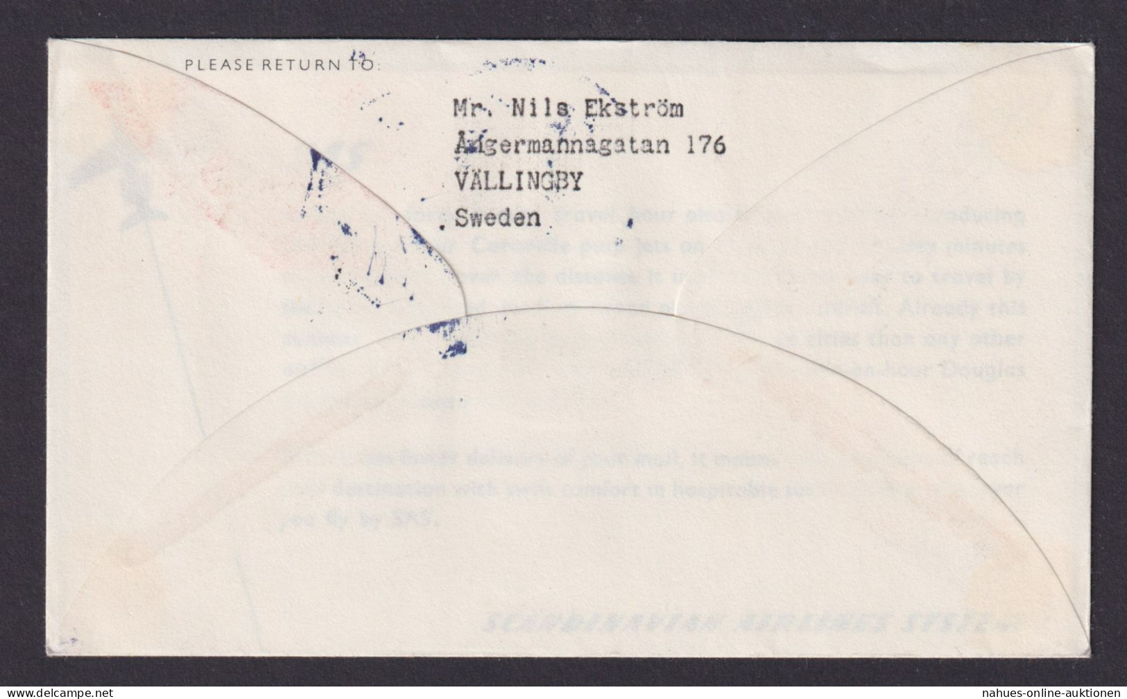 Flugpost Brief SAS Erstflug Caravelle Destination Stockholm Schweden Dhahran - Covers & Documents
