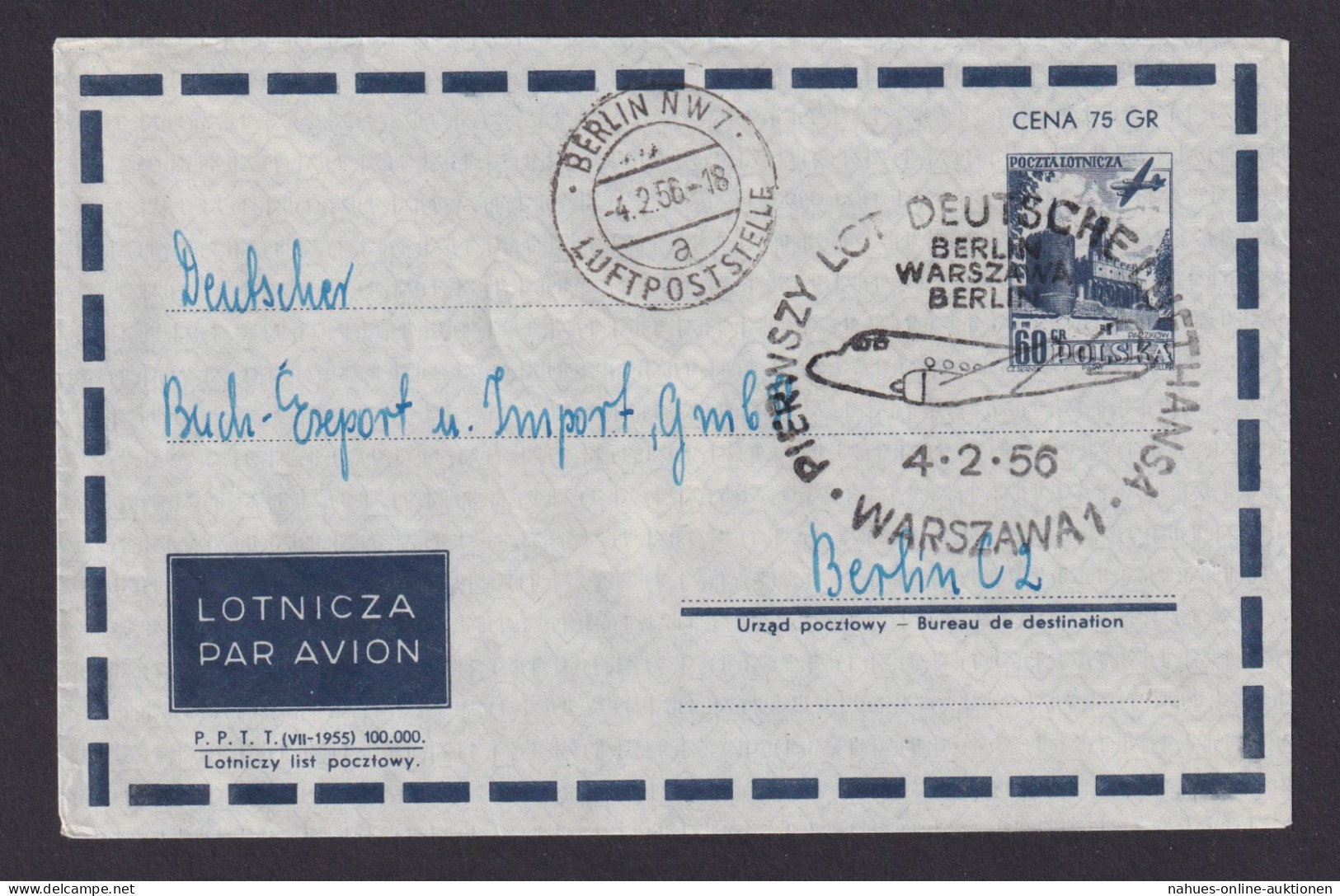 Flugpost Brief Air Mail Italien Ganzsache Aerogramm Lufthansa Warschau Berlin - Briefe U. Dokumente