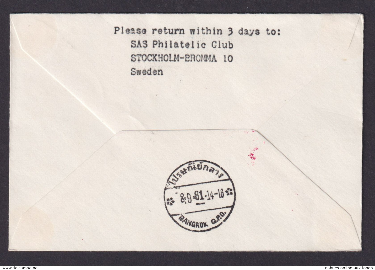 Flugpost Brief Air Mail SAS DC 8 Jet Flight Schweden Stockholm Banggkok Thailand - Lettres & Documents