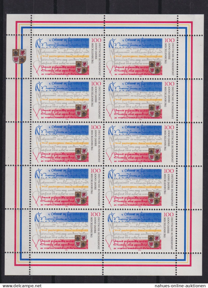 Bund Kleinbogen Zehnerbogen 1782 Mecklenburg Luxus Postfrisch MNH Kat 13,00 - Cartas & Documentos