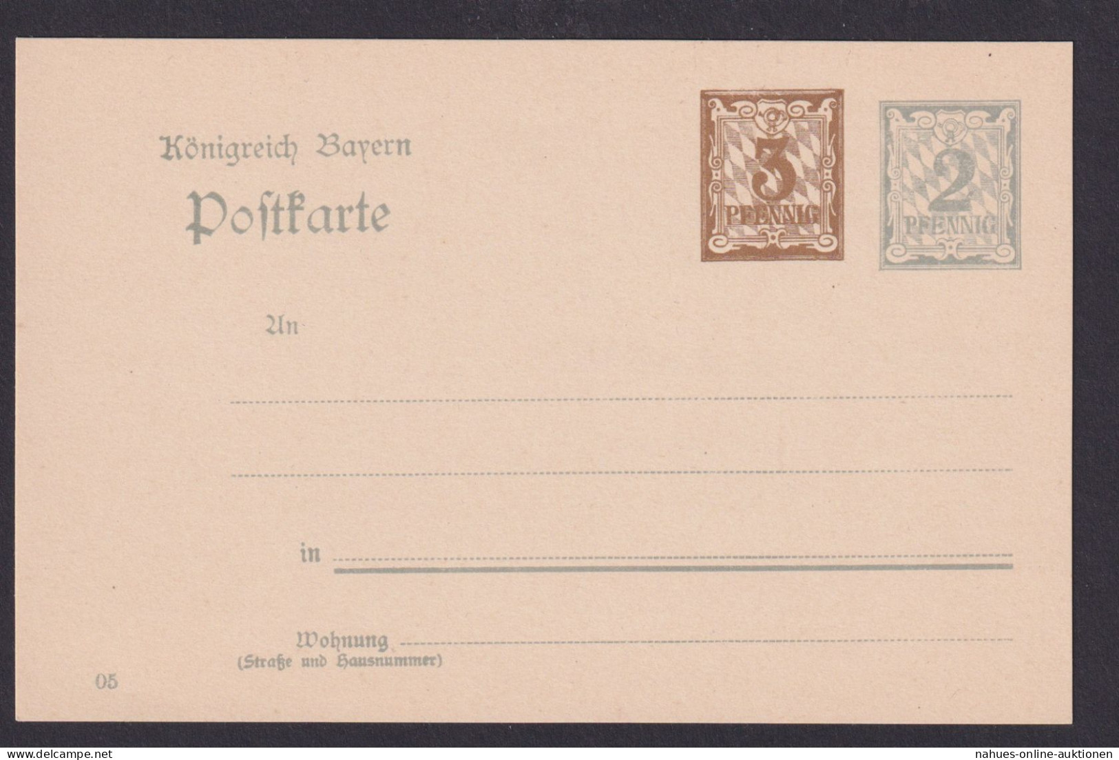 Bayern Ganzsache WST 3 Neben 2 Pfg. Mit Nach Oben Versetztem Druck - Postal  Stationery