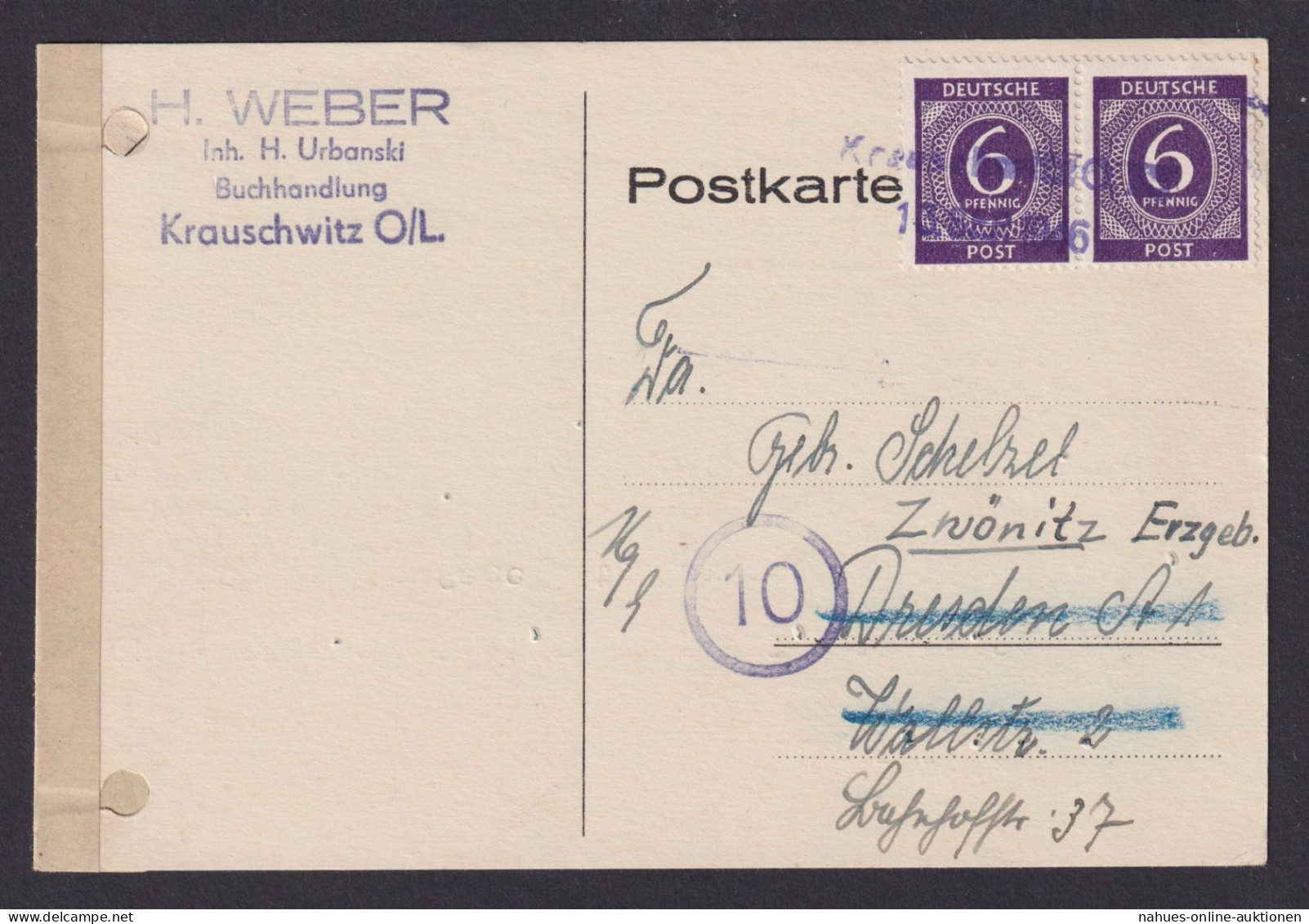 Briefmarken Besetzung Ganzsache MEF 6 Pfg. Gemeinschaft Notstempel Krauschwitz - Other & Unclassified