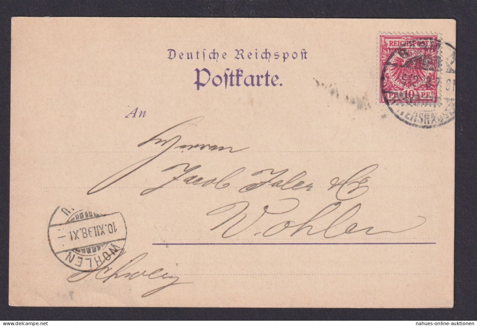 Deutsches Reich Brief Violetter Vordruck Reichspost Postkarte Barmen - Briefe U. Dokumente