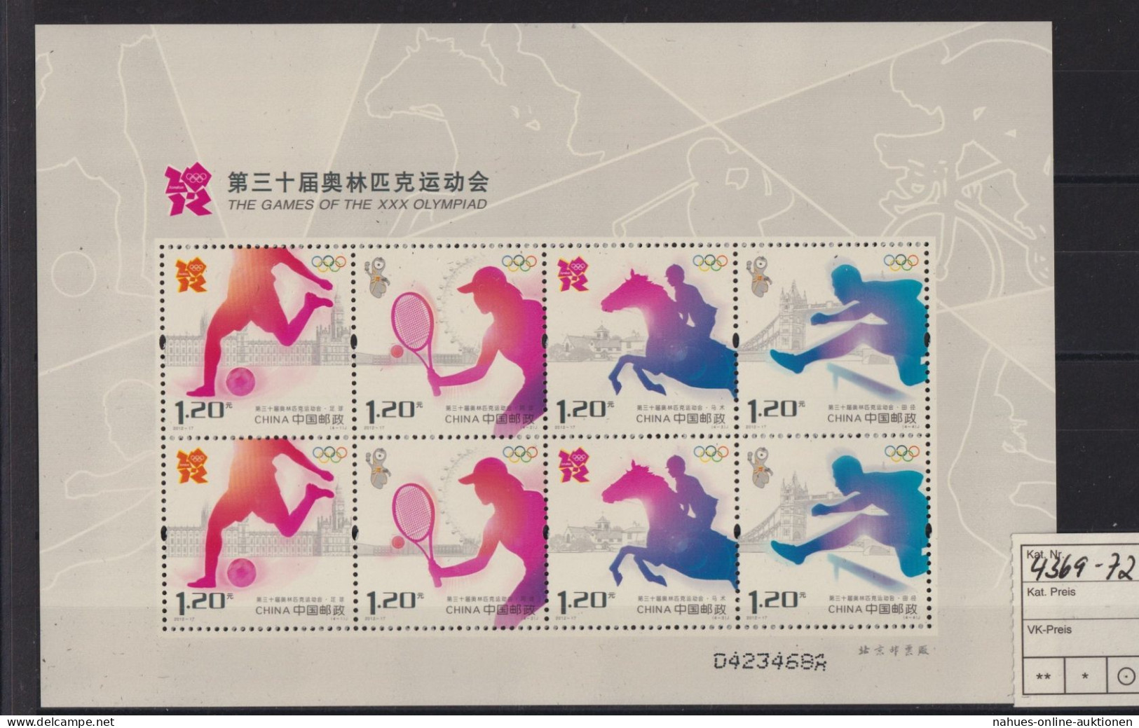 Briefmarken China VR Volksrepublik 4369-4372 Olymia Sommerspiel London Luxus - Ongebruikt