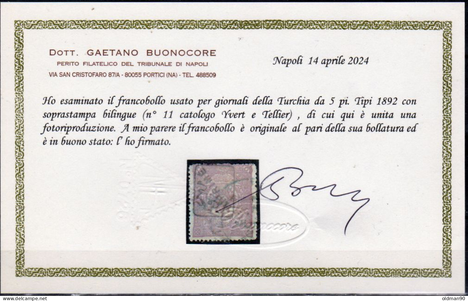 Turchia-0102E - Certificato Valore Per Giornali N.11- Emissione 1892 -Qualità A Vostro Giudizio. - Used Stamps