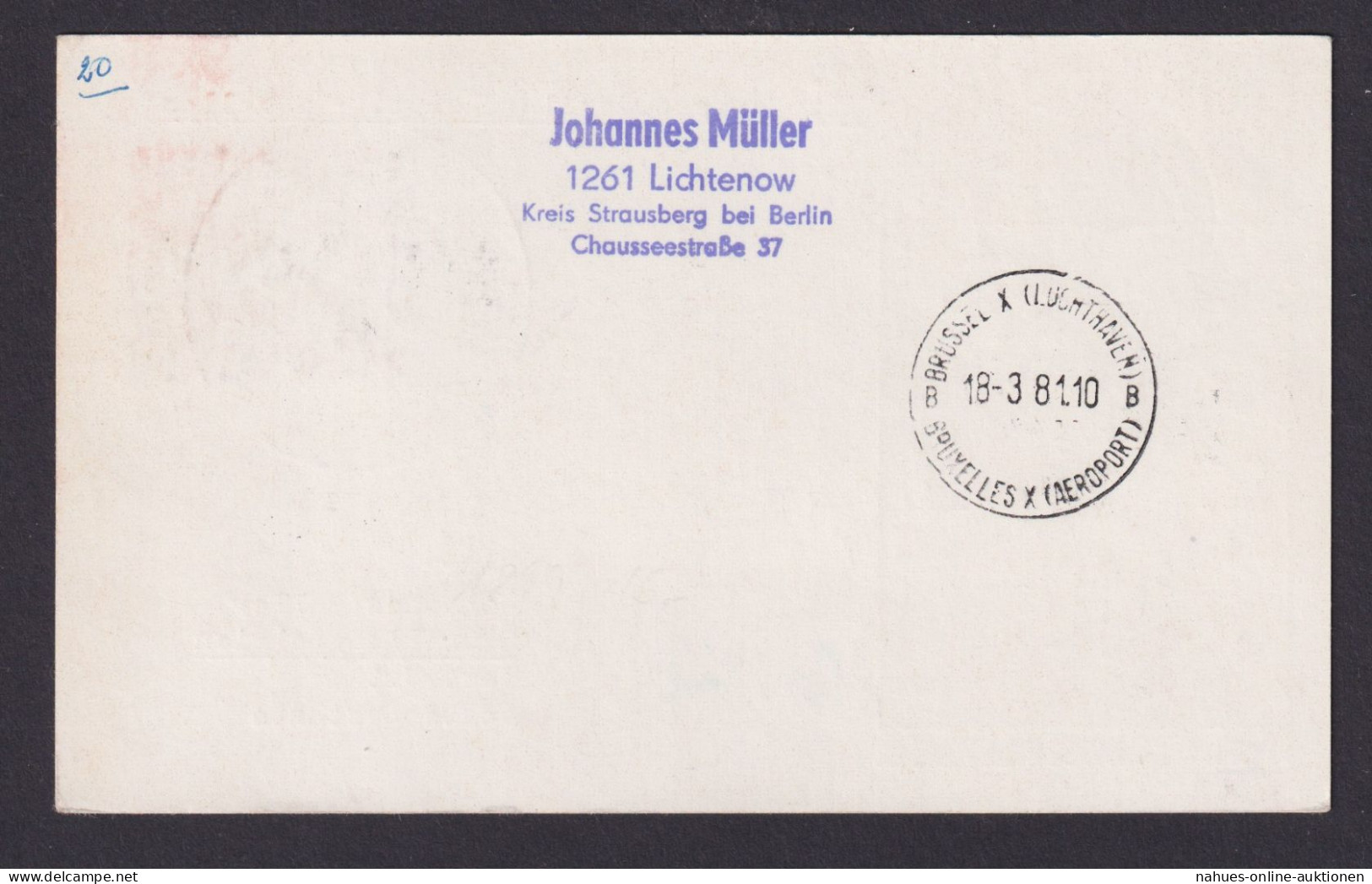 DDR Flugpost EF 1899 Aufbau Leipzig BPA Messe Sonderflug Brüssel Belgien - Lettres & Documents