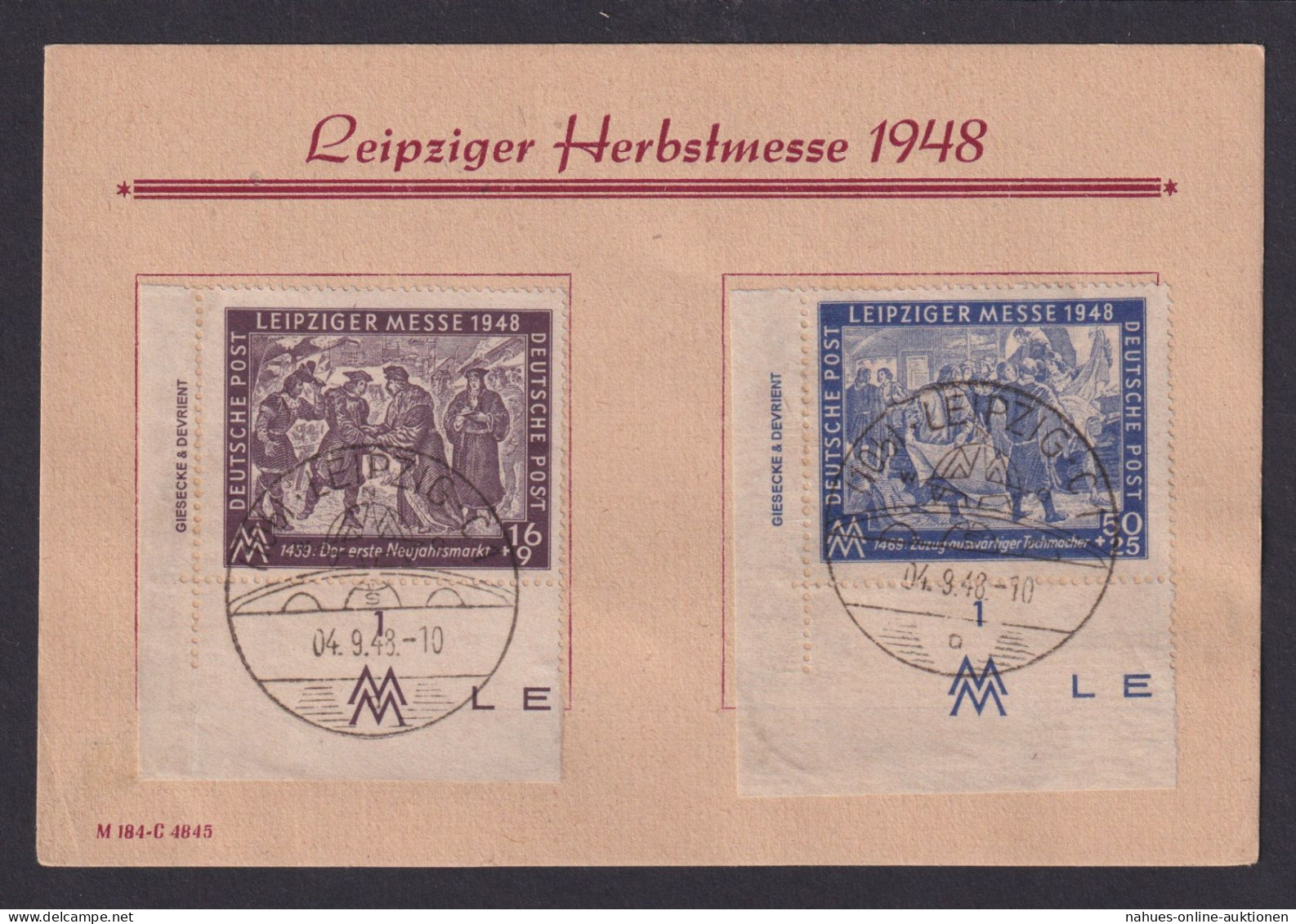 Briefmarken SBZ Gedenkblatt Bogenecke Eckrand 198-199 Leipzig Messe Nicht - Sonstige & Ohne Zuordnung